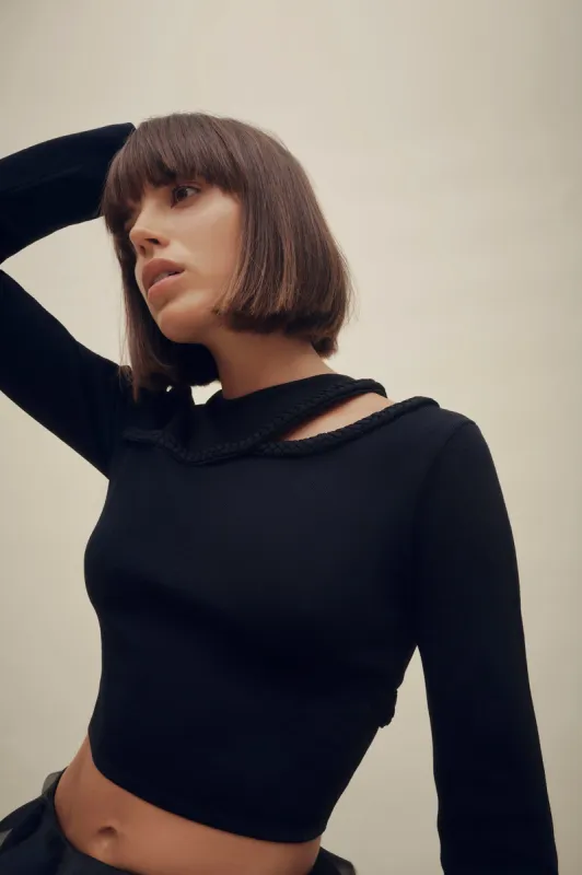 Cannes Braided Cut Out Knit Top sold by Aje