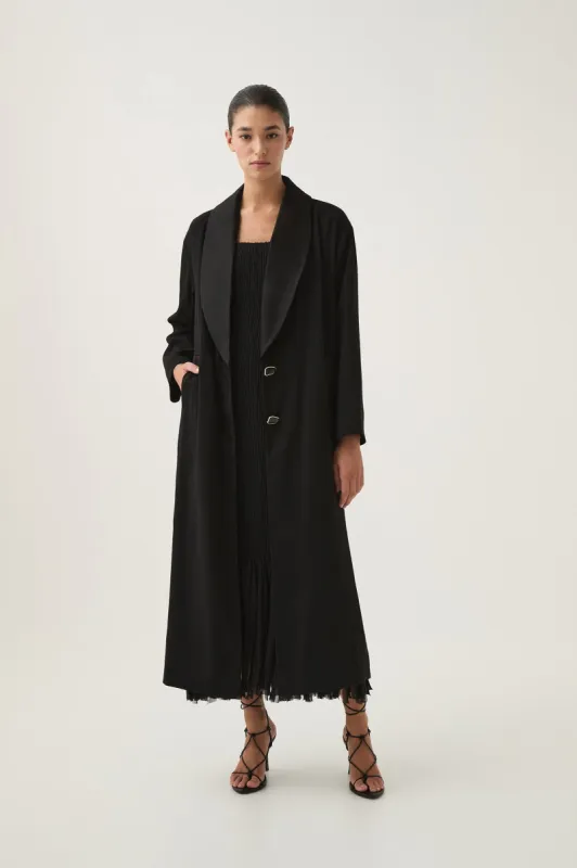 Kara Long Line Crepe Coat sold by Aje