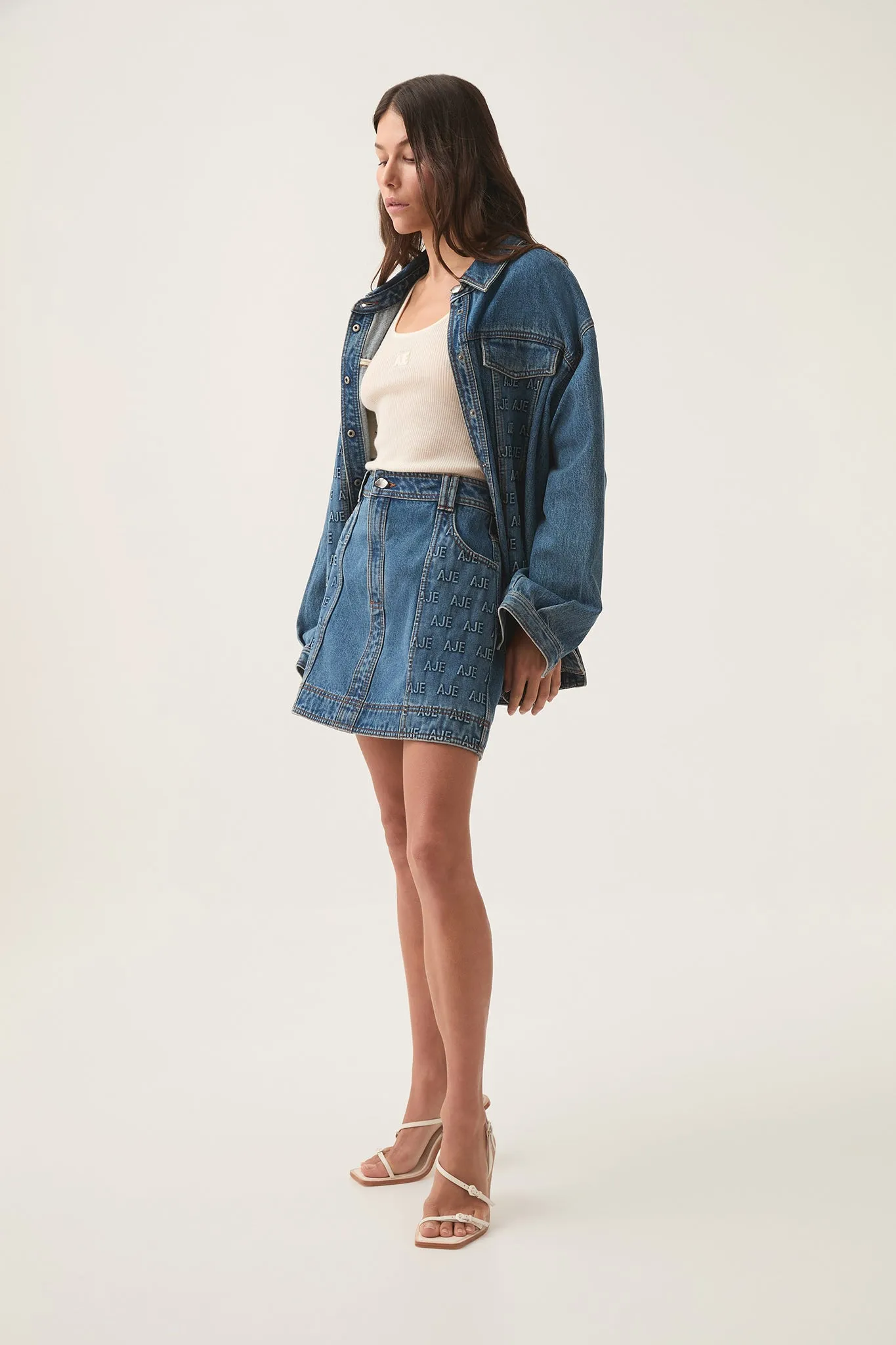 Nika Logo Denim Mini Skirt sold by Aje product image thumbnail 4