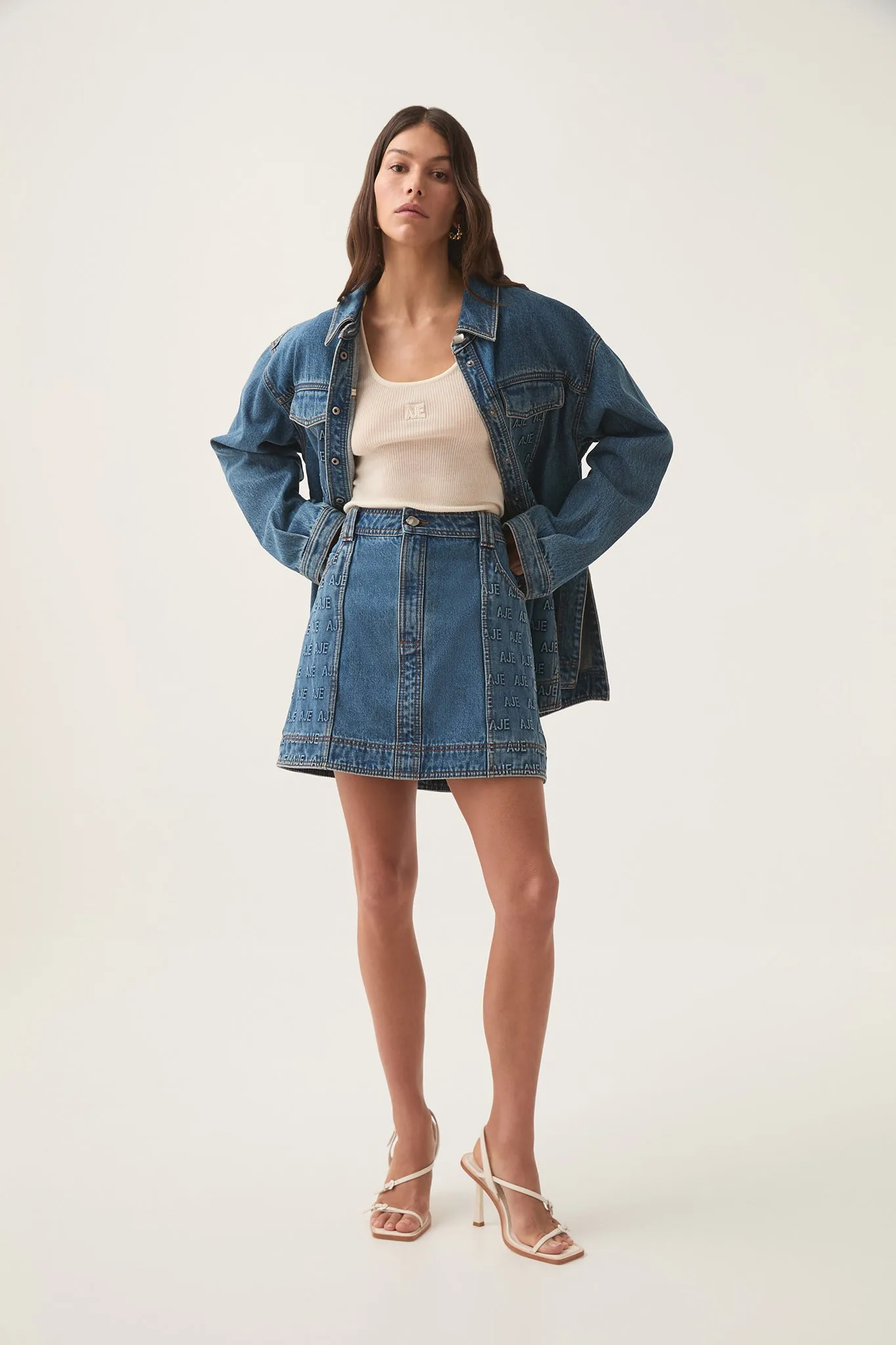 Nika Logo Denim Mini Skirt sold by Aje product image thumbnail 3