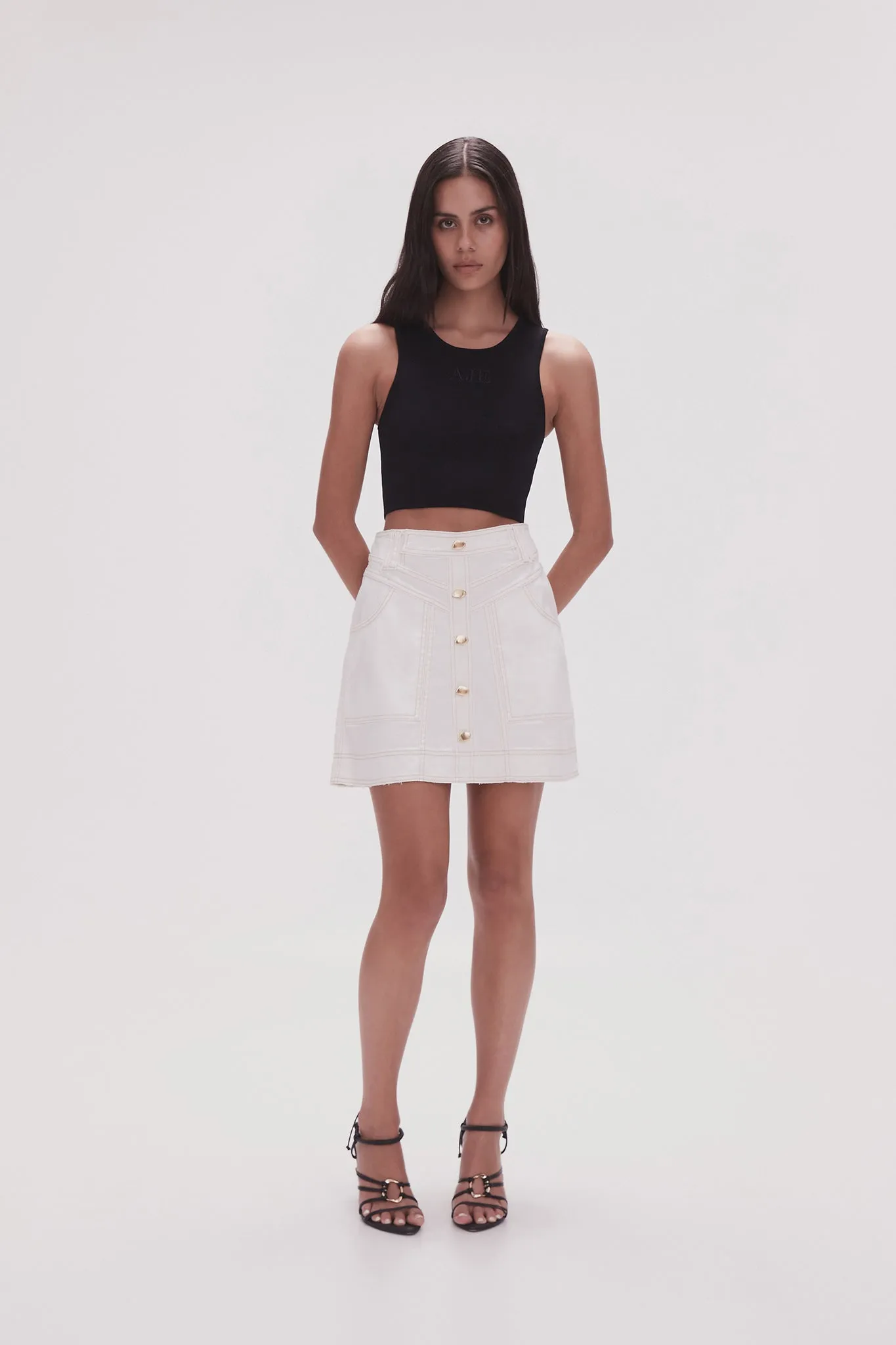 Belmond Denim Mini Skirt sold by Aje