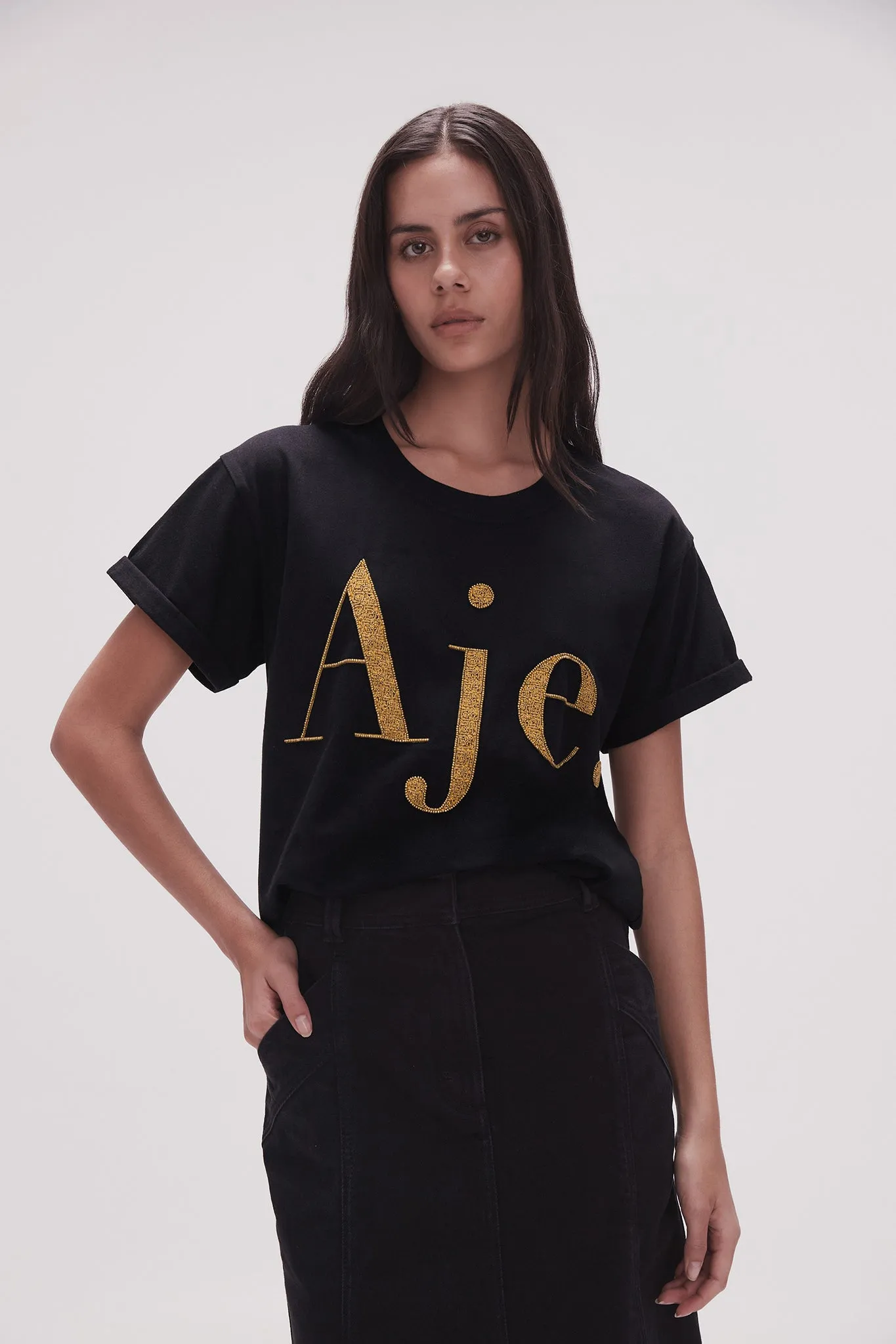 Ella Embellished Logo Tee sold by Aje