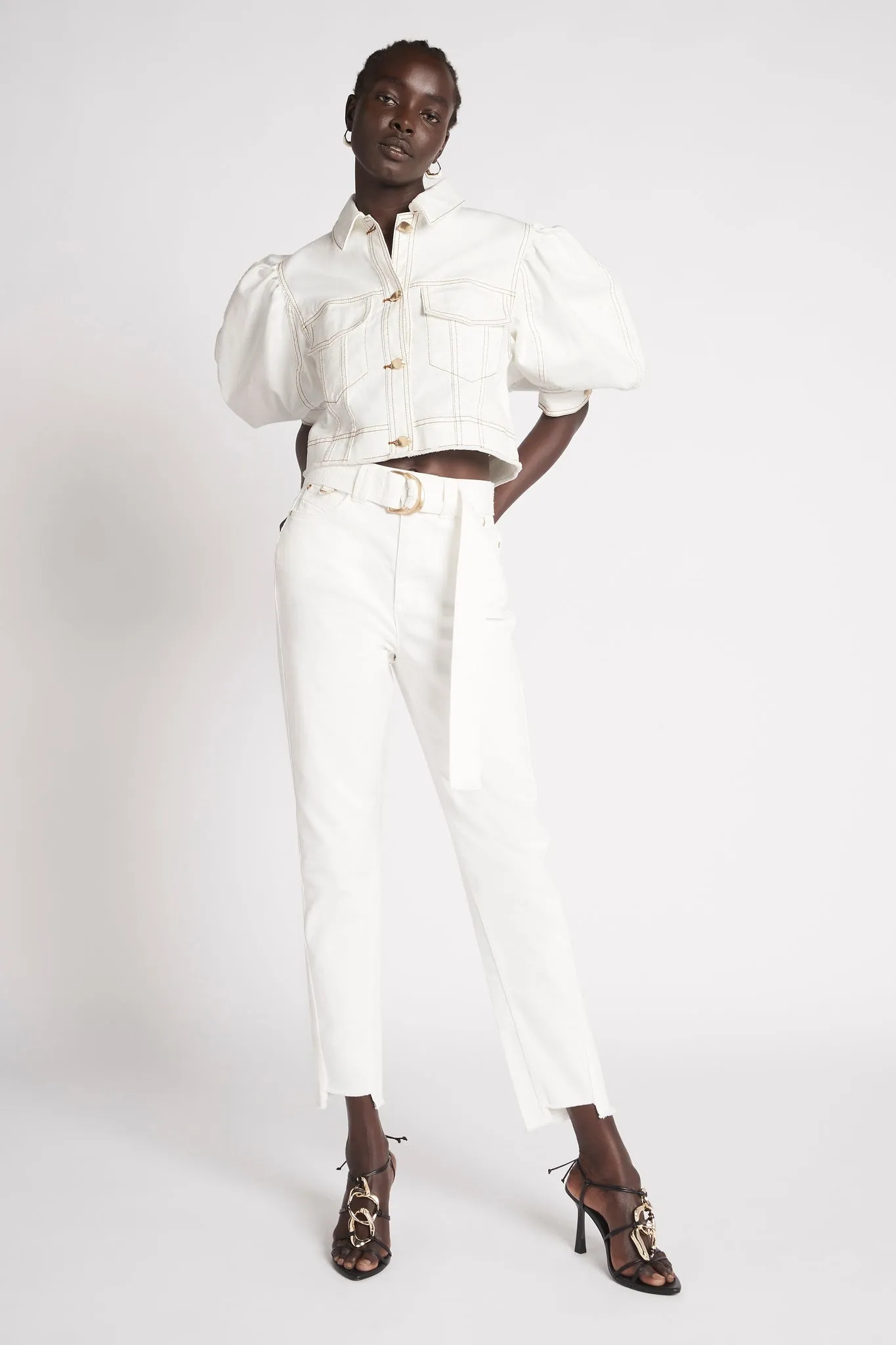 Bianca Denim Belted Jean sold by Aje