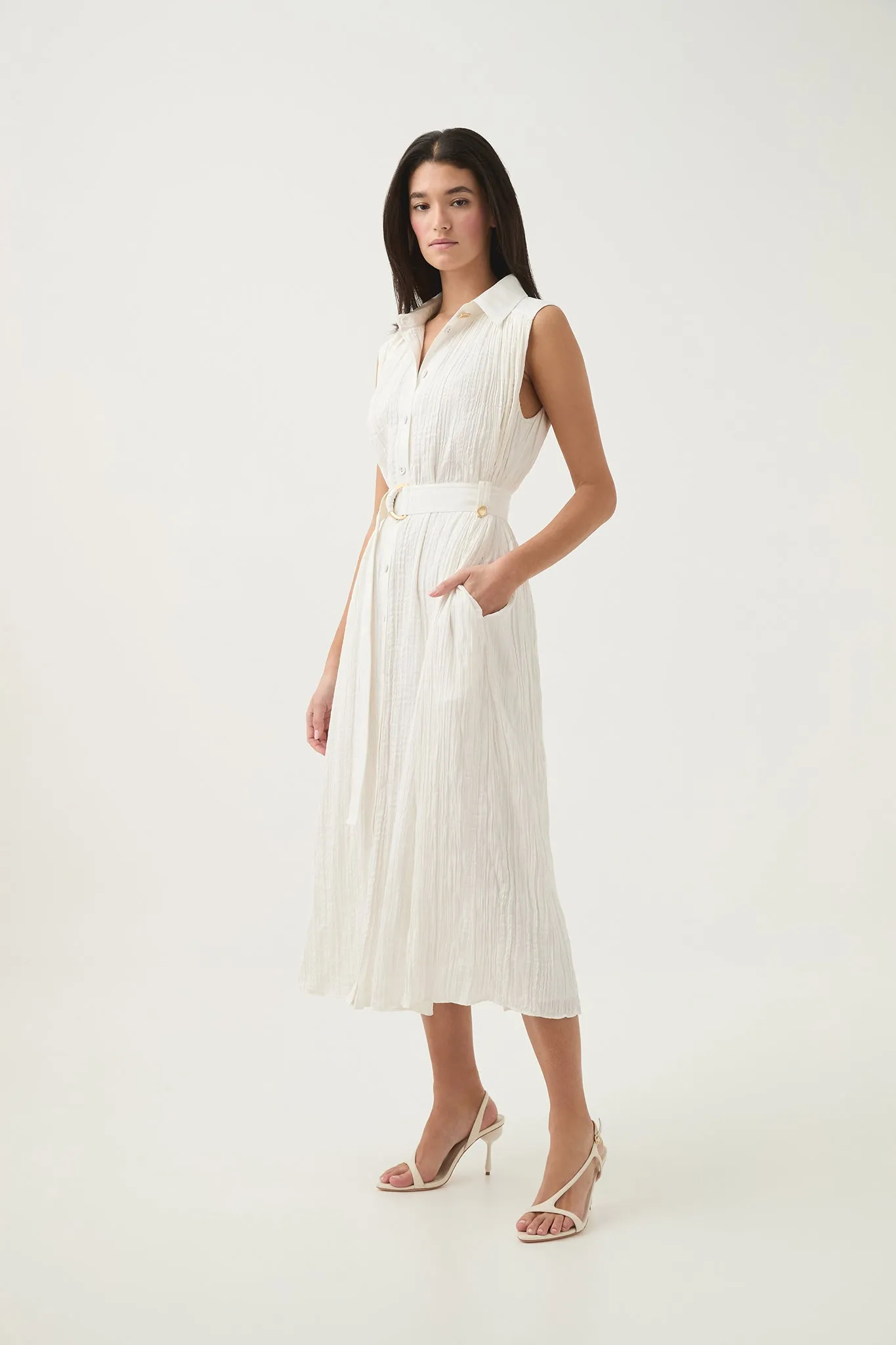 Risen Crushed Pleat Midi Dress sold by Aje