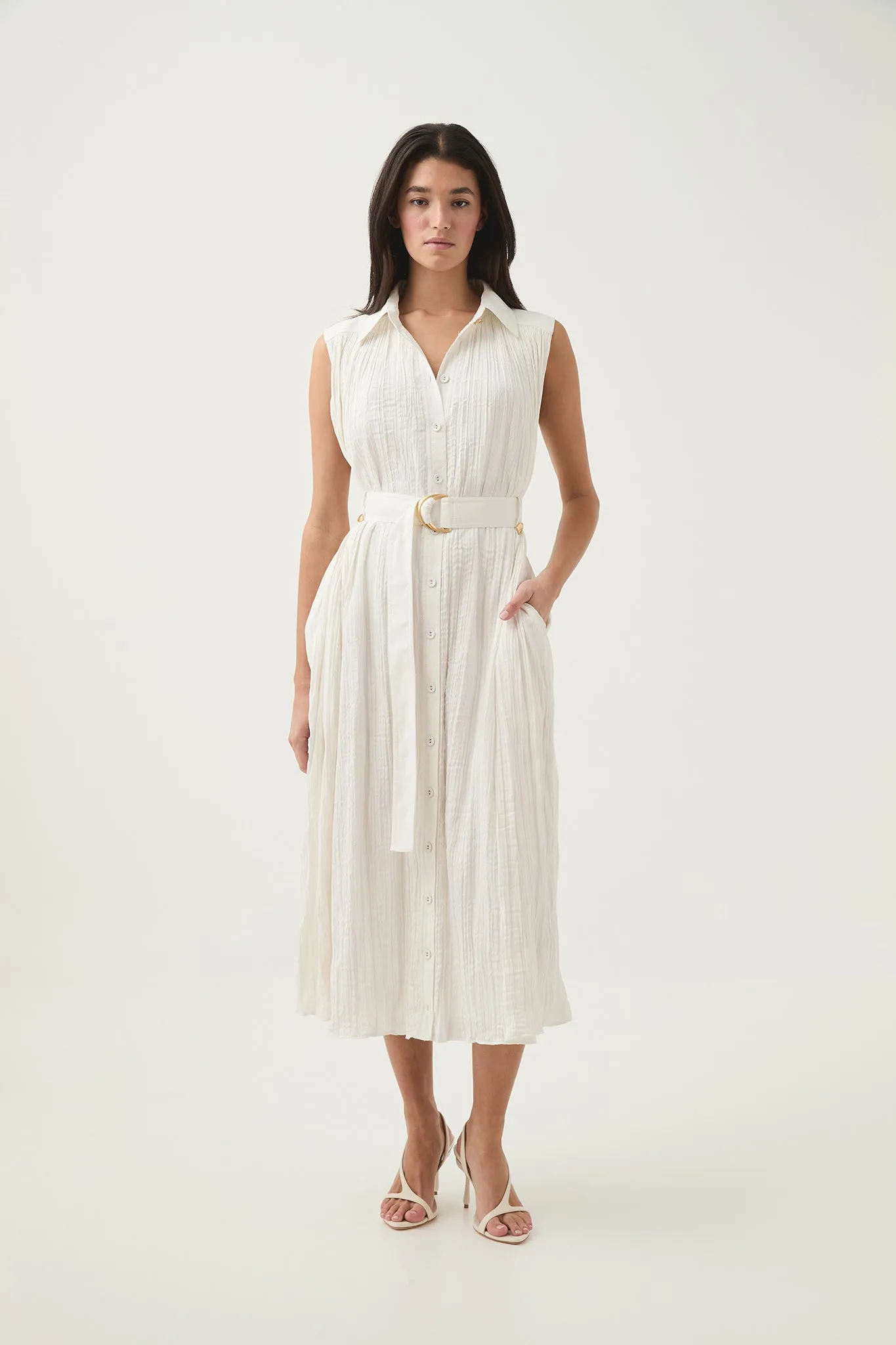Risen Crushed Pleat Midi Dress sold by Aje product image thumbnail 3