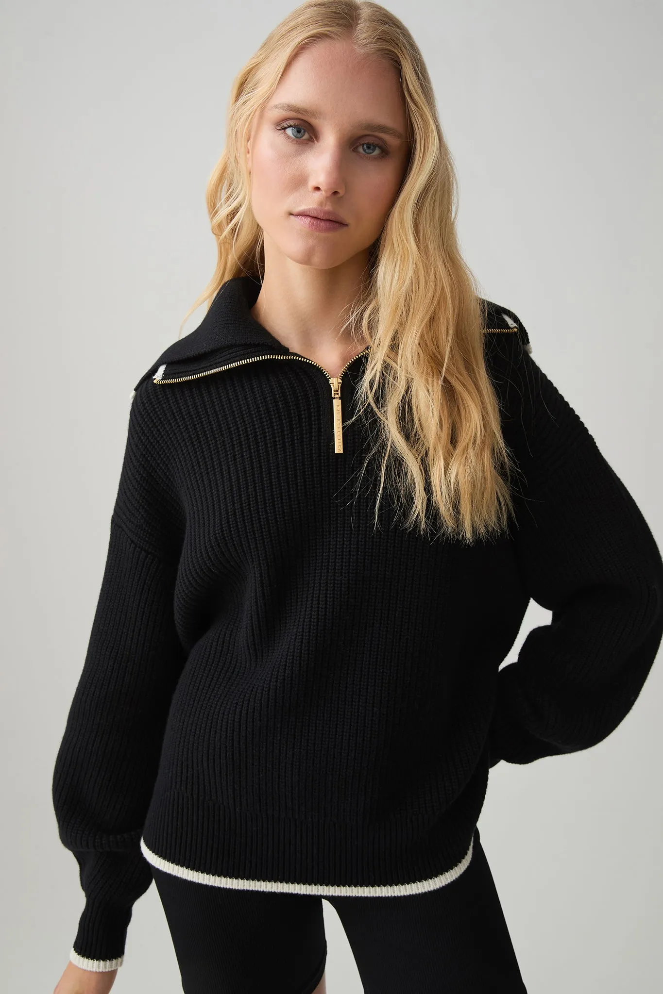 1/4 Zip Ribbed Knit Jumper 431 sold by Aje product image thumbnail 3
