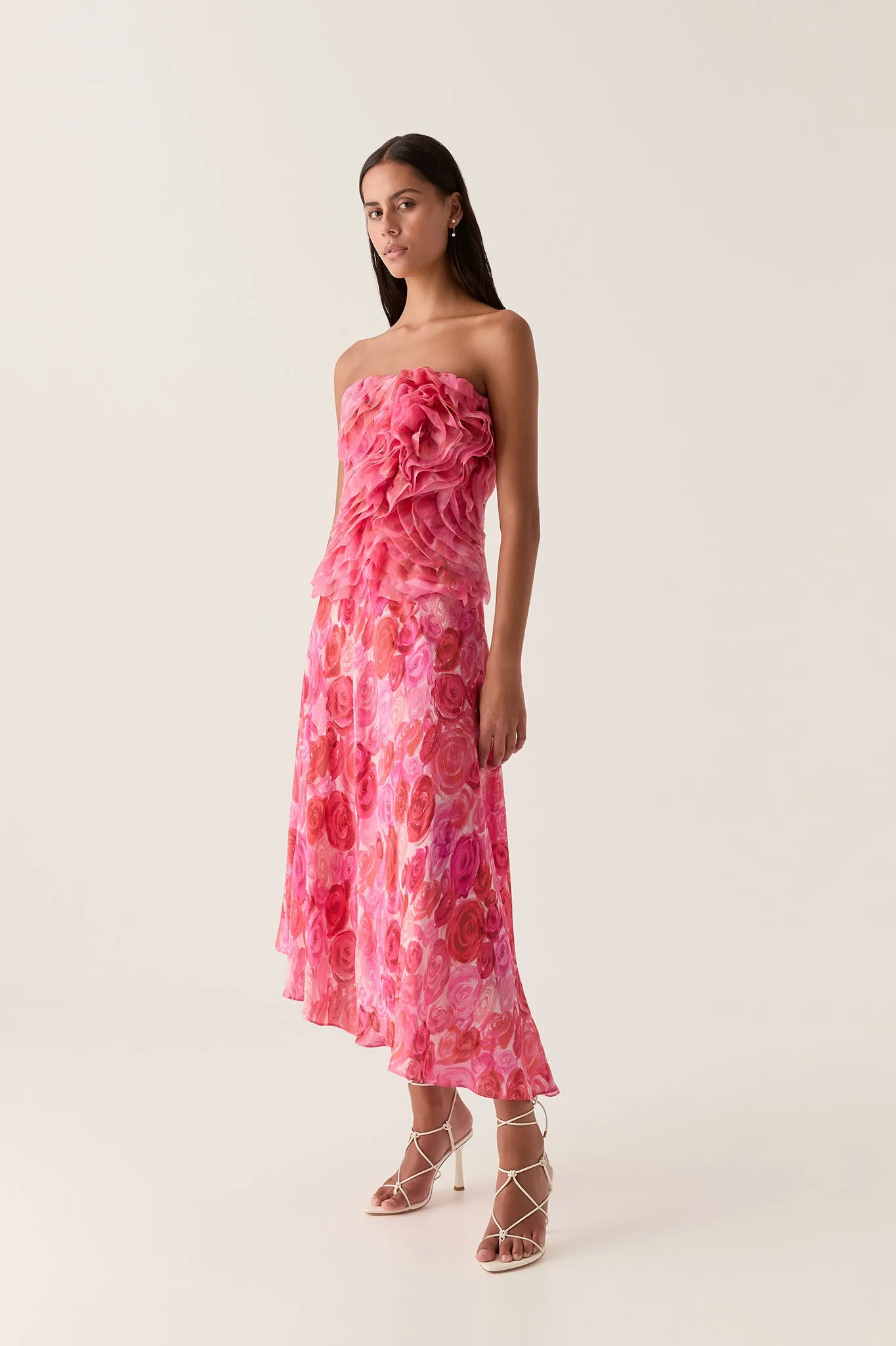 Valeria Asymmetric Midi Skirt sold by Aje