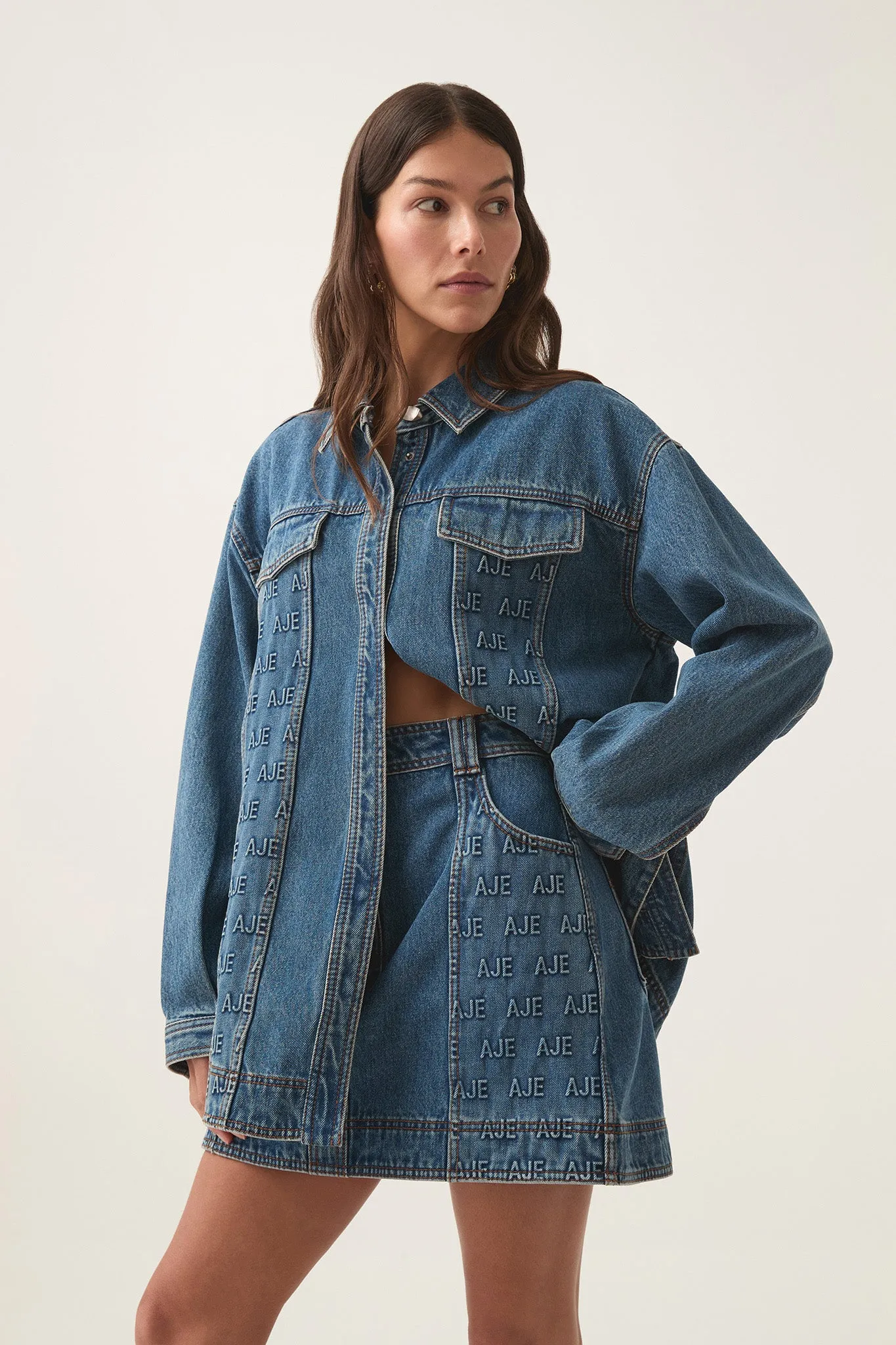 Nika Logo Denim Shacket sold by Aje product image thumbnail 5