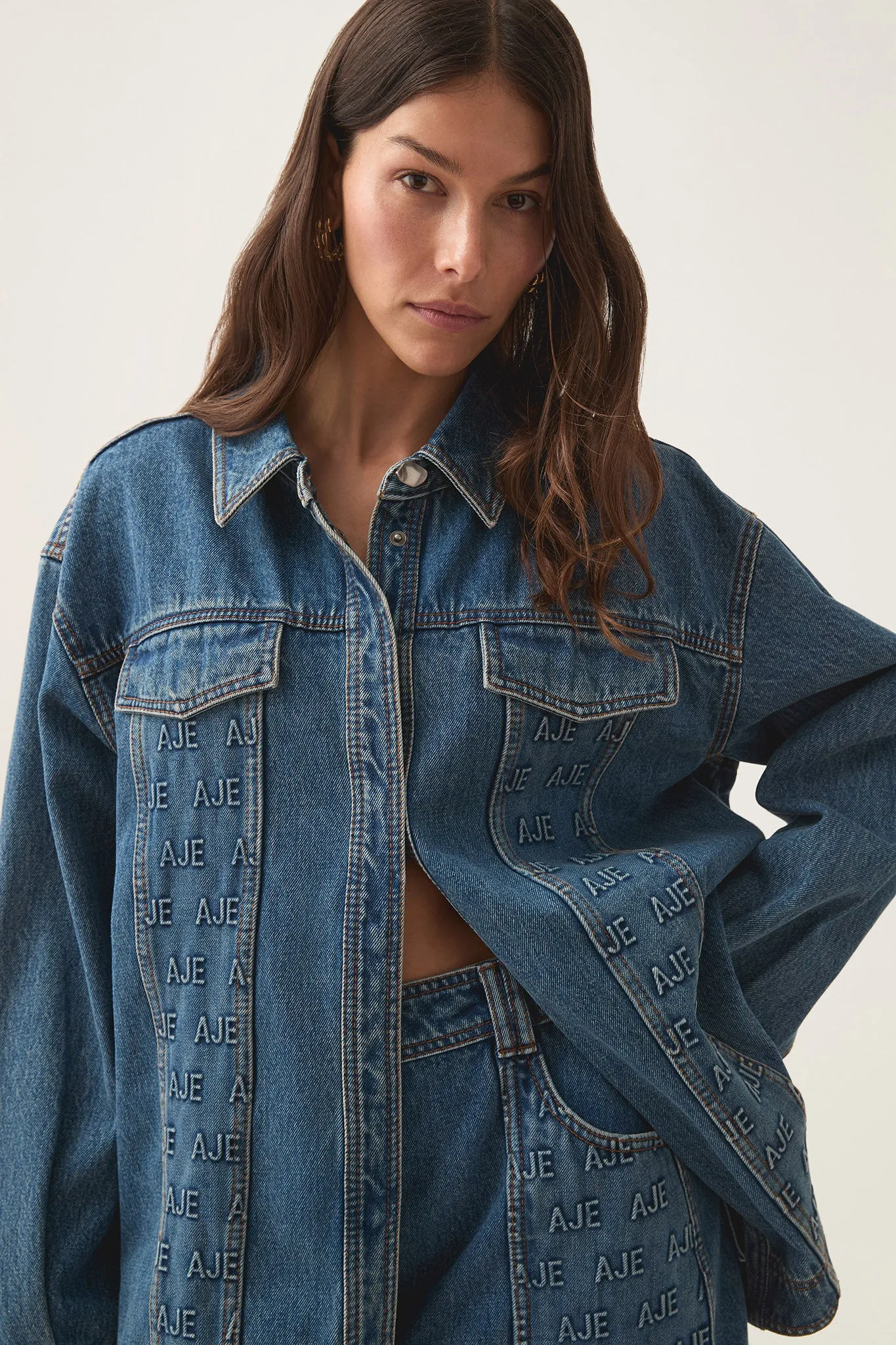 Nika Logo Denim Shacket sold by Aje product image thumbnail 4