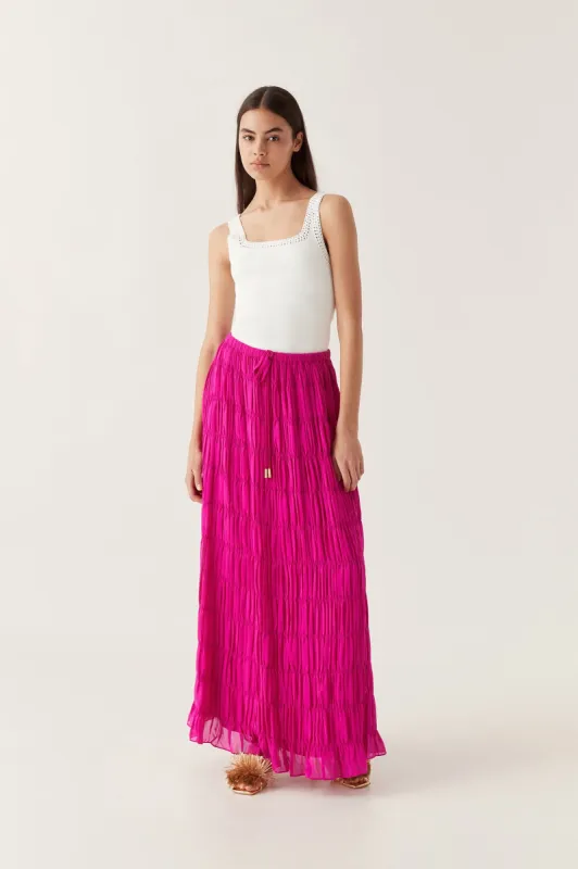 Rosewood Ruched Maxi Skirt sold by Aje