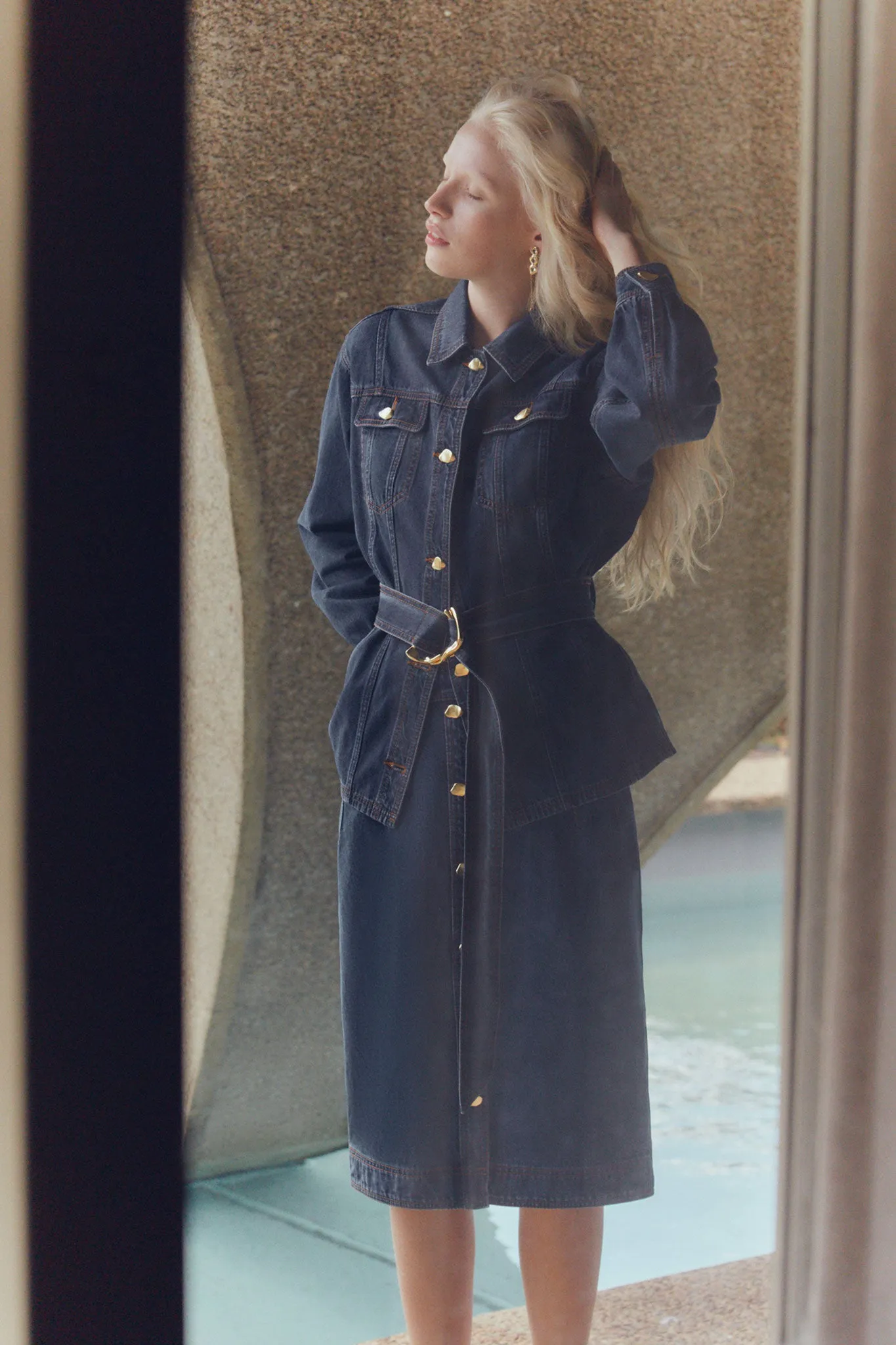 Colorado Belted Denim Shirt sold by Aje