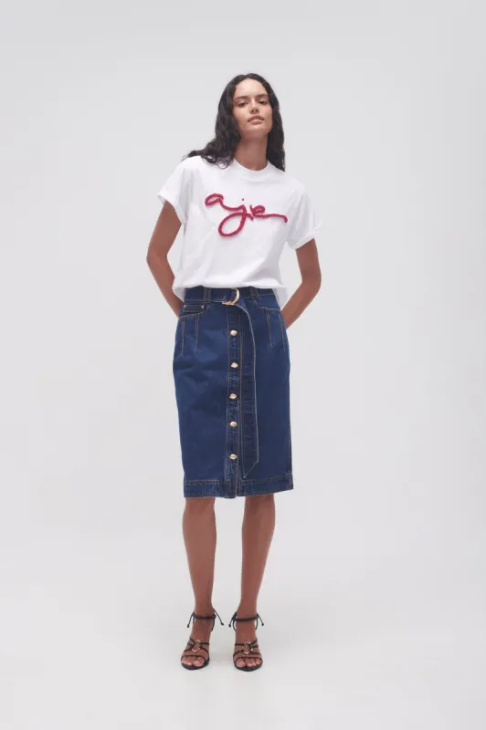 Raymonde Ruched Logo Tee sold by Aje