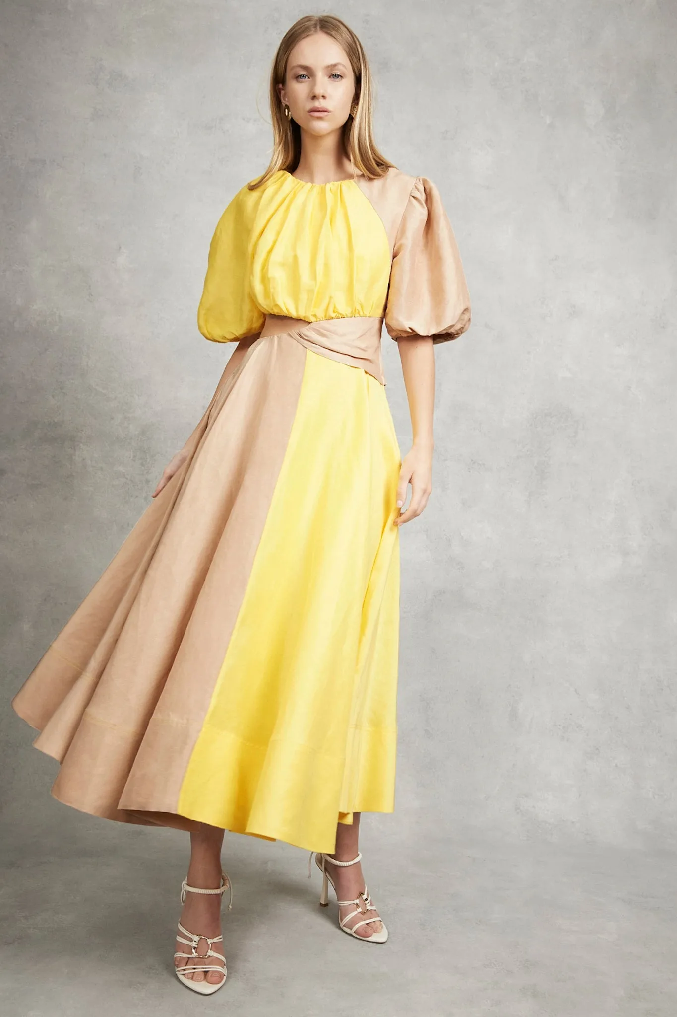 Caliente Two Tone Puff Sleeve Dress sold by Aje