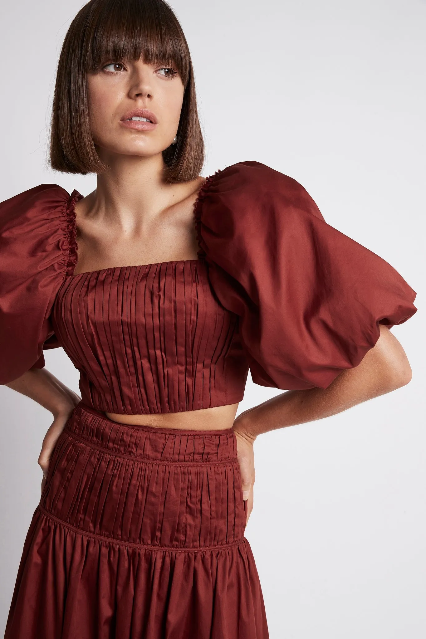 Enamour Puff Sleeve Cropped Top sold by Aje