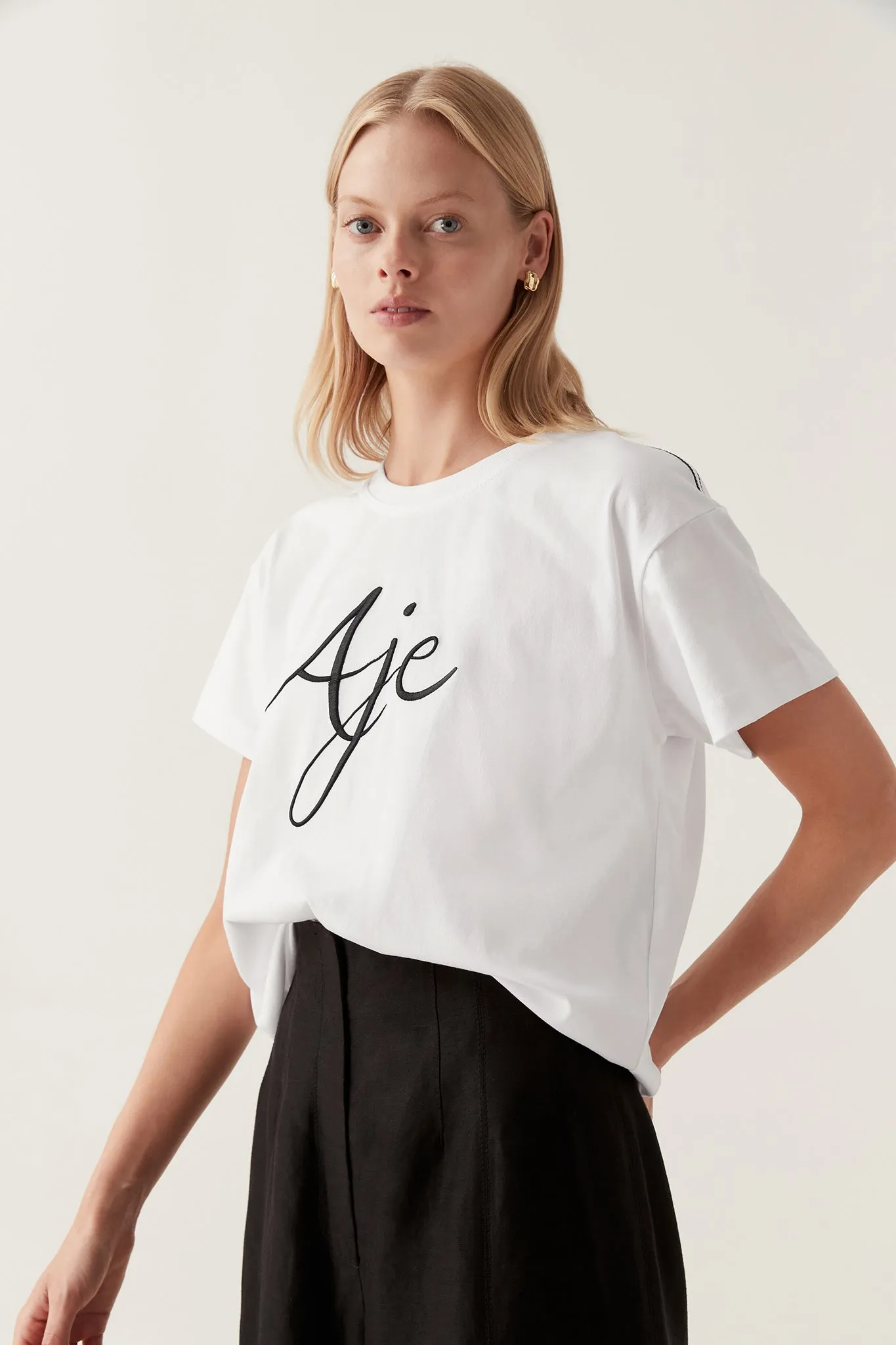 Zelle Embroidered Logo Tee sold by Aje