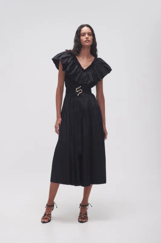 Alma Bubble Frill Midi Dress sold by Aje