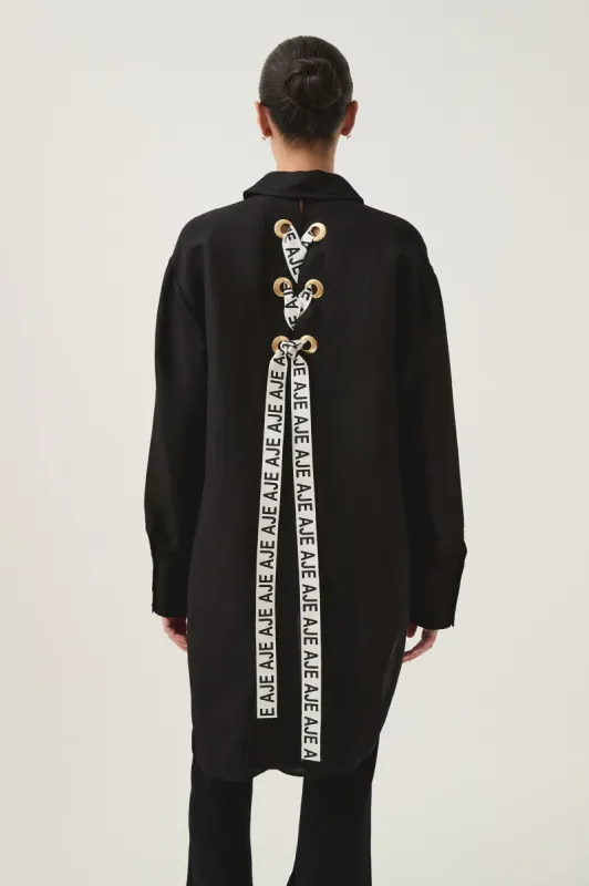 Virtuous Lace-Up Longline Shirt sold by Aje