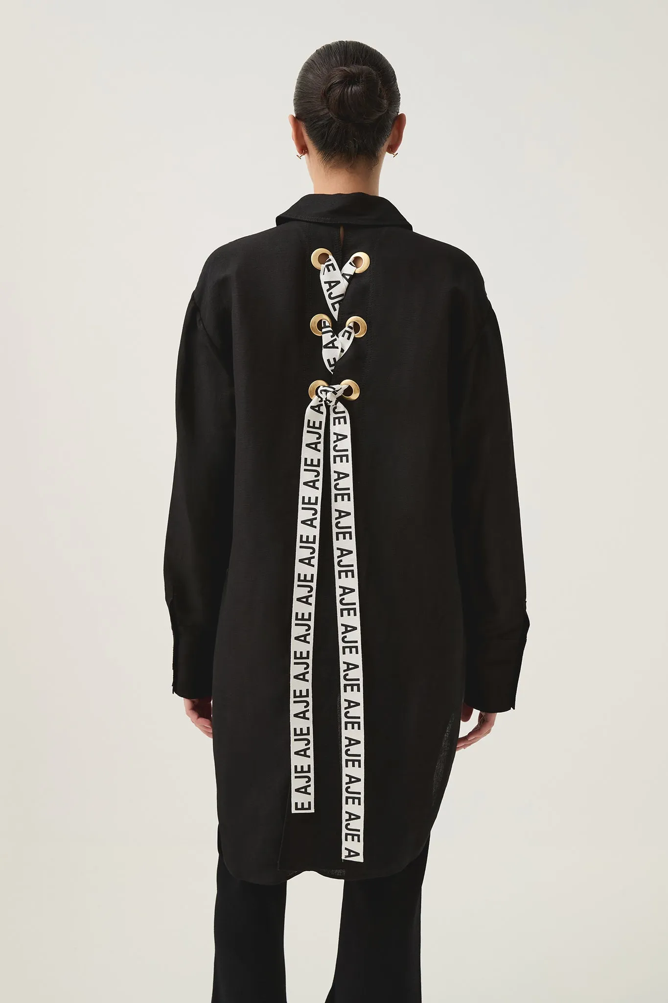 Virtuous Lace-Up Longline Shirt sold by Aje