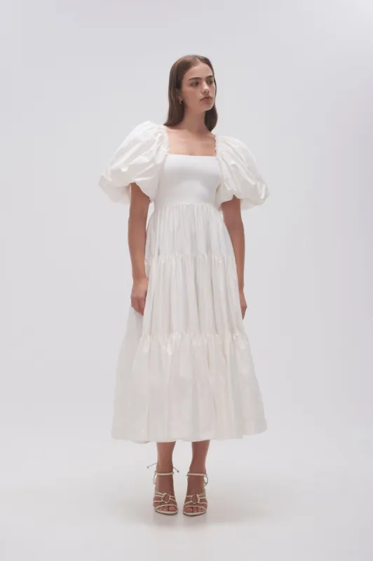 Casa Puff Sleeve Midi Dress sold by Aje