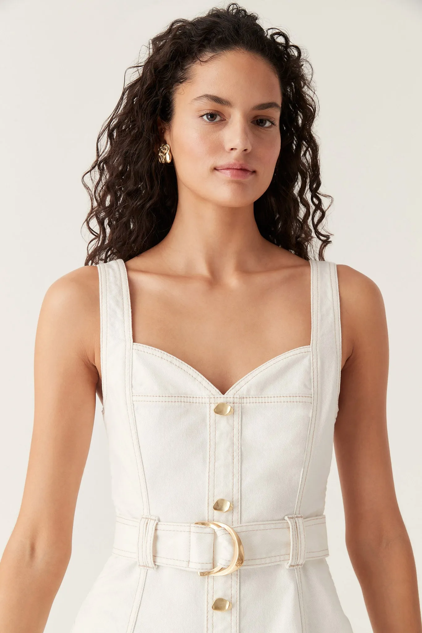 Clay Belted Denim Midi Dress | Parallel