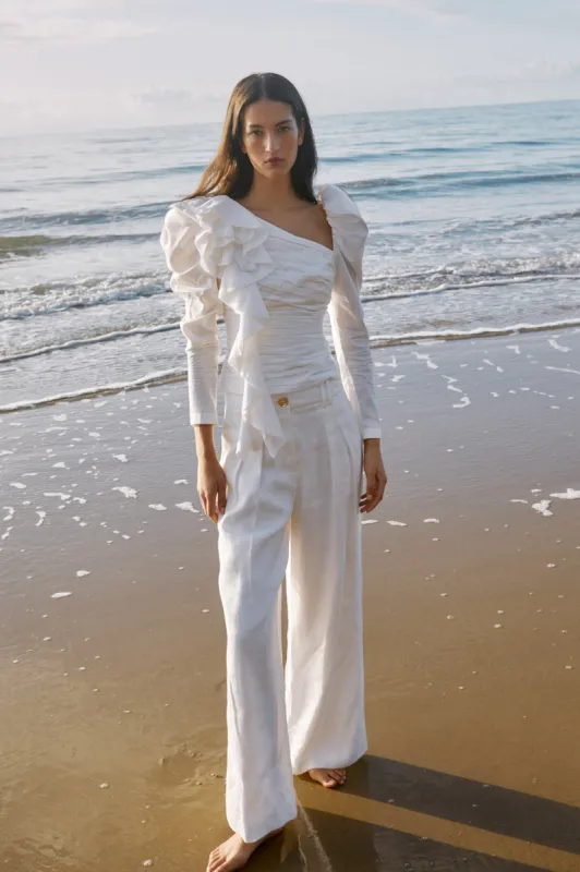 Adelia Ruffle Long Sleeve Top sold by Aje