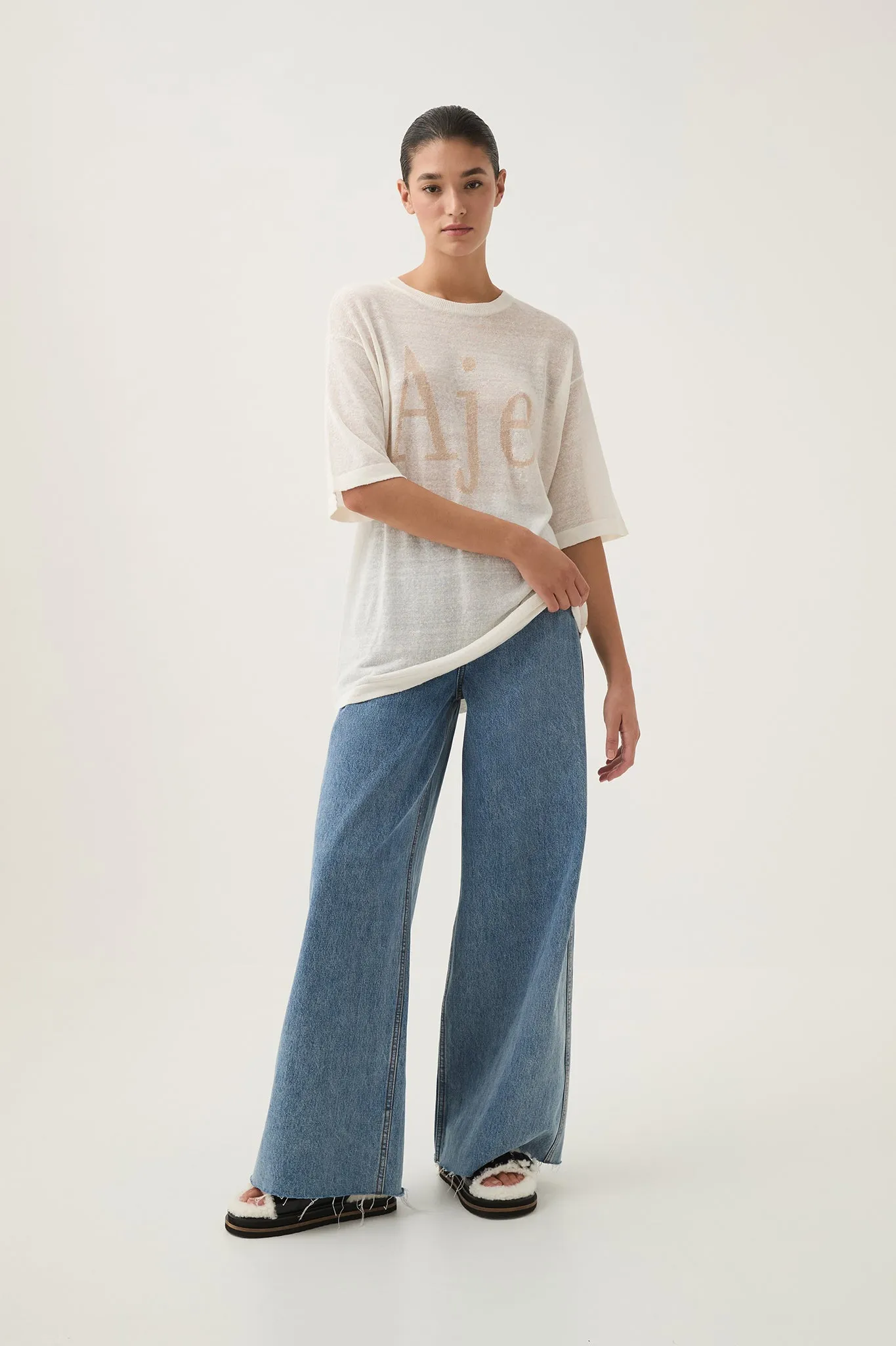 Elvira Oversized Linen Tee sold by Aje