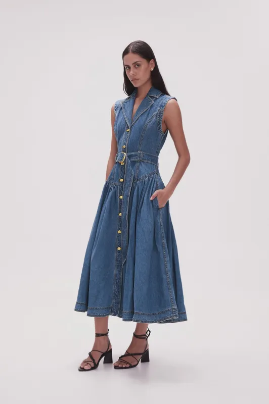 knee length dresses for ladies Elena Denim Mini Skirt | Mid Wash Blue