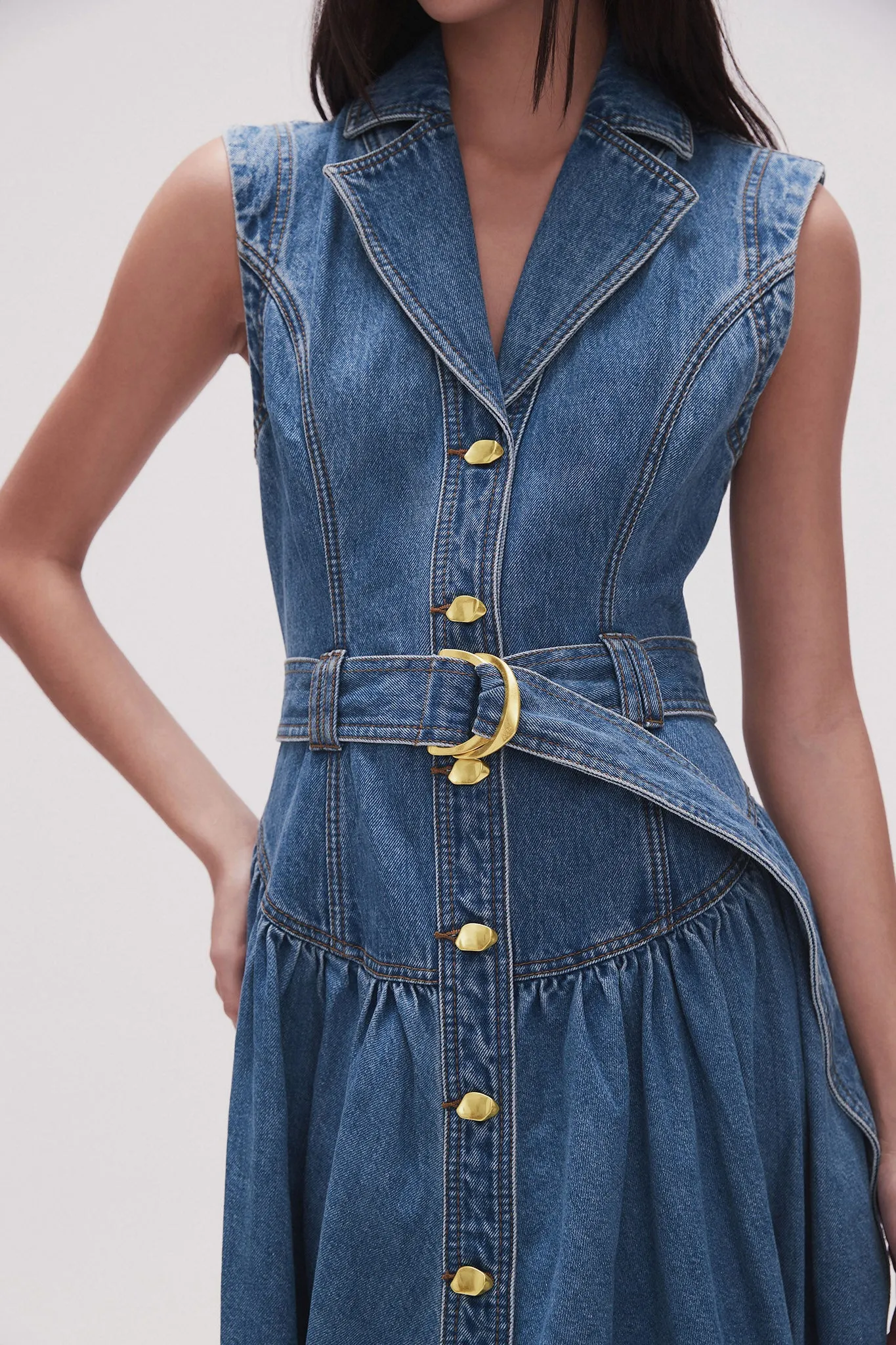 【AJE】ベルトデニムミディドレスElena Belted Denim Midi Dress Elena Belted Denim Midi Dress | Dark Classic Wash | Aje