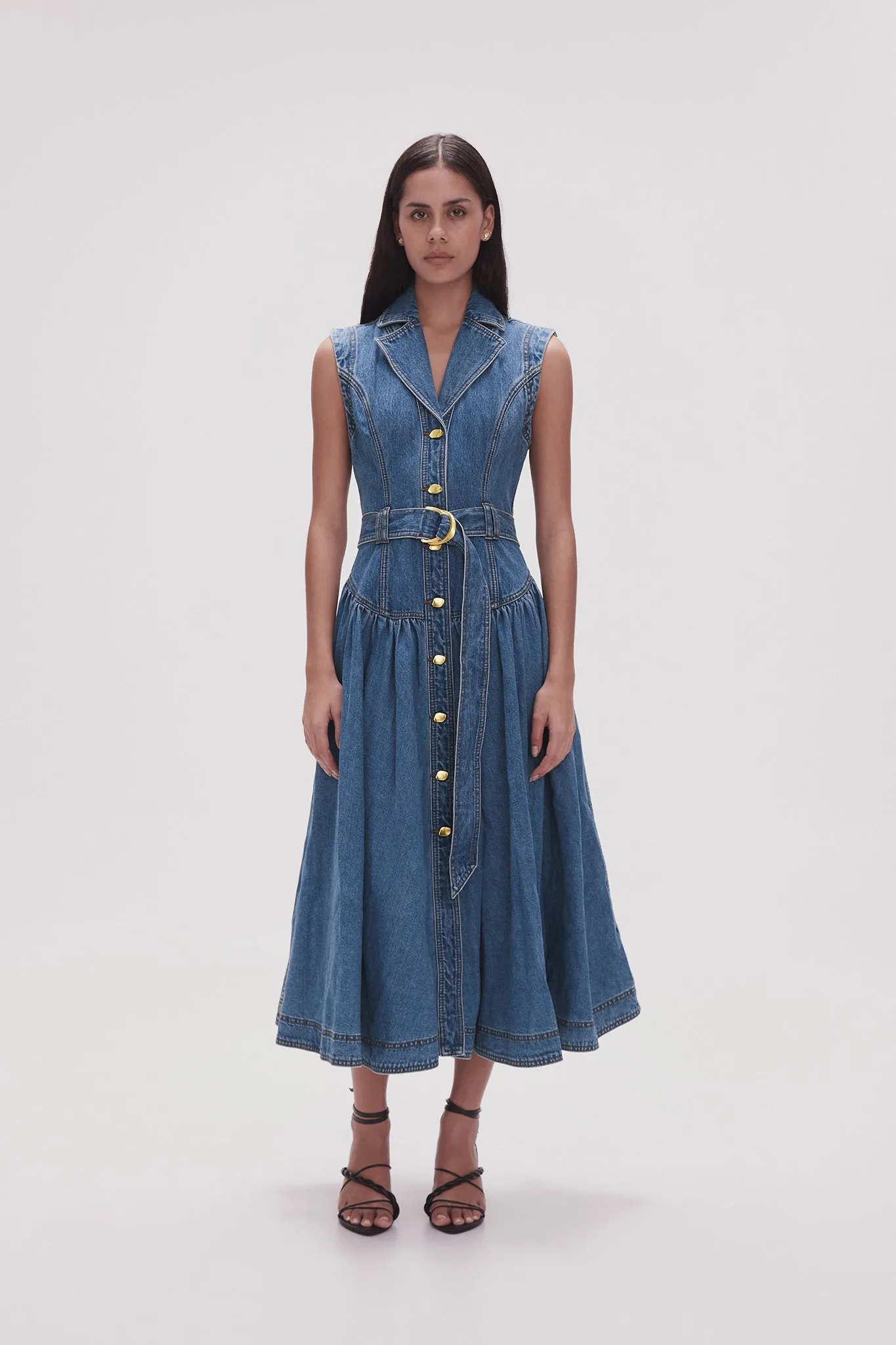 Elena Belted Denim Midi Dress sold by Aje