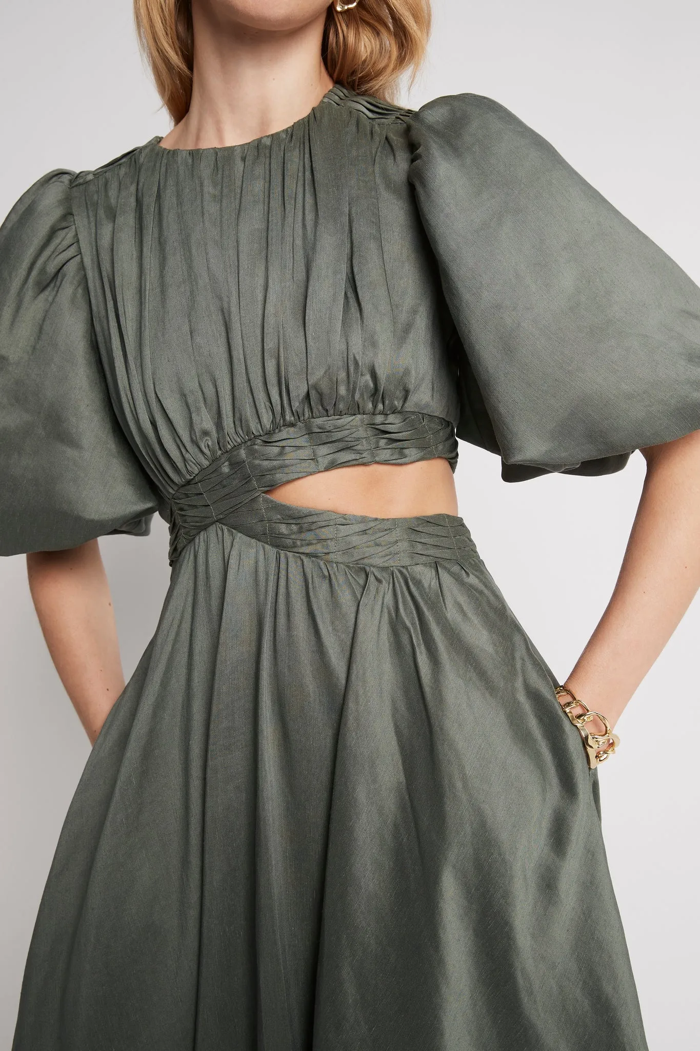 Tidal Tucked Cut Out Midi Dress sold by Aje product image thumbnail 5
