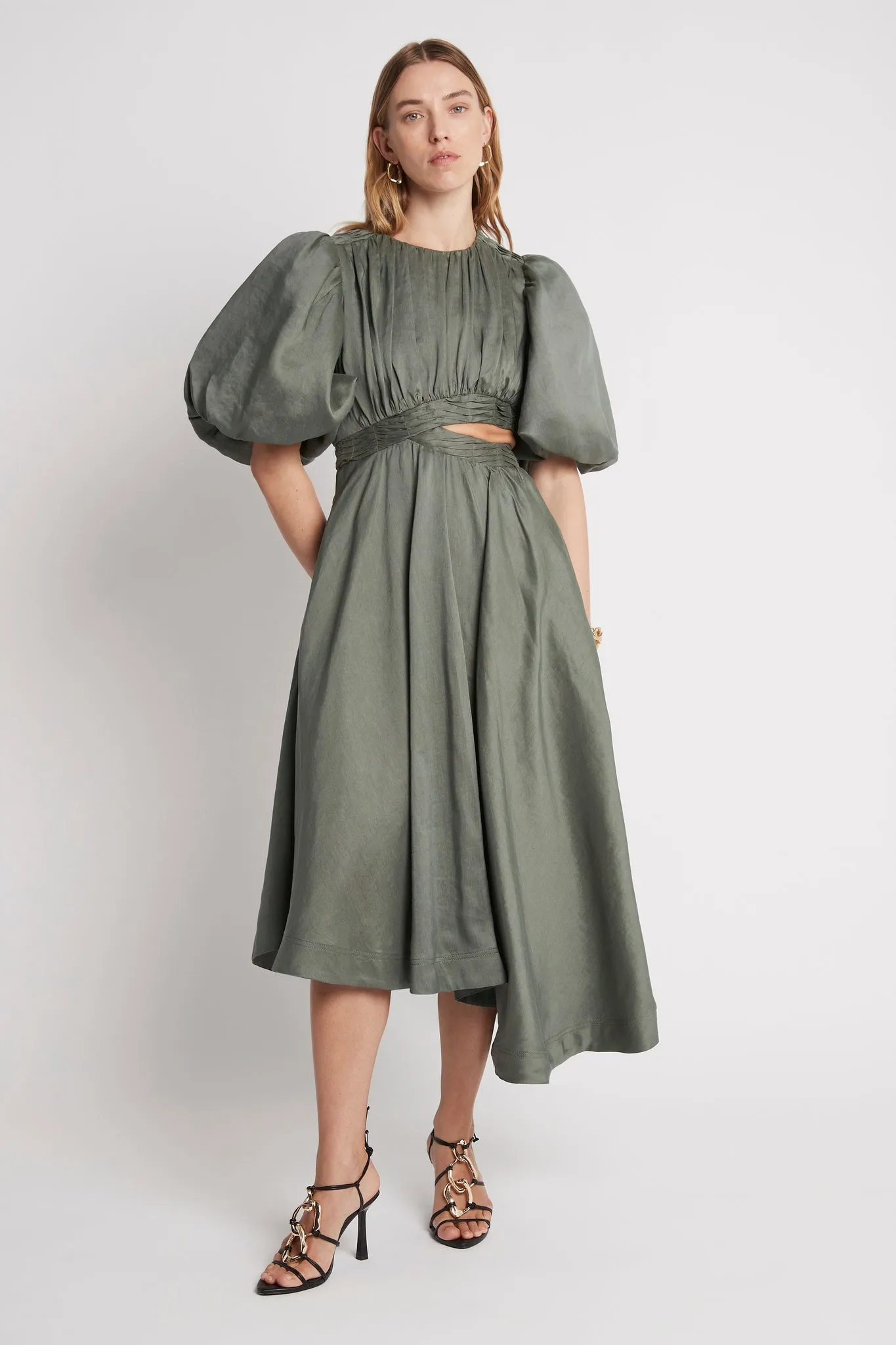 Tidal Tucked Cut Out Midi Dress sold by Aje