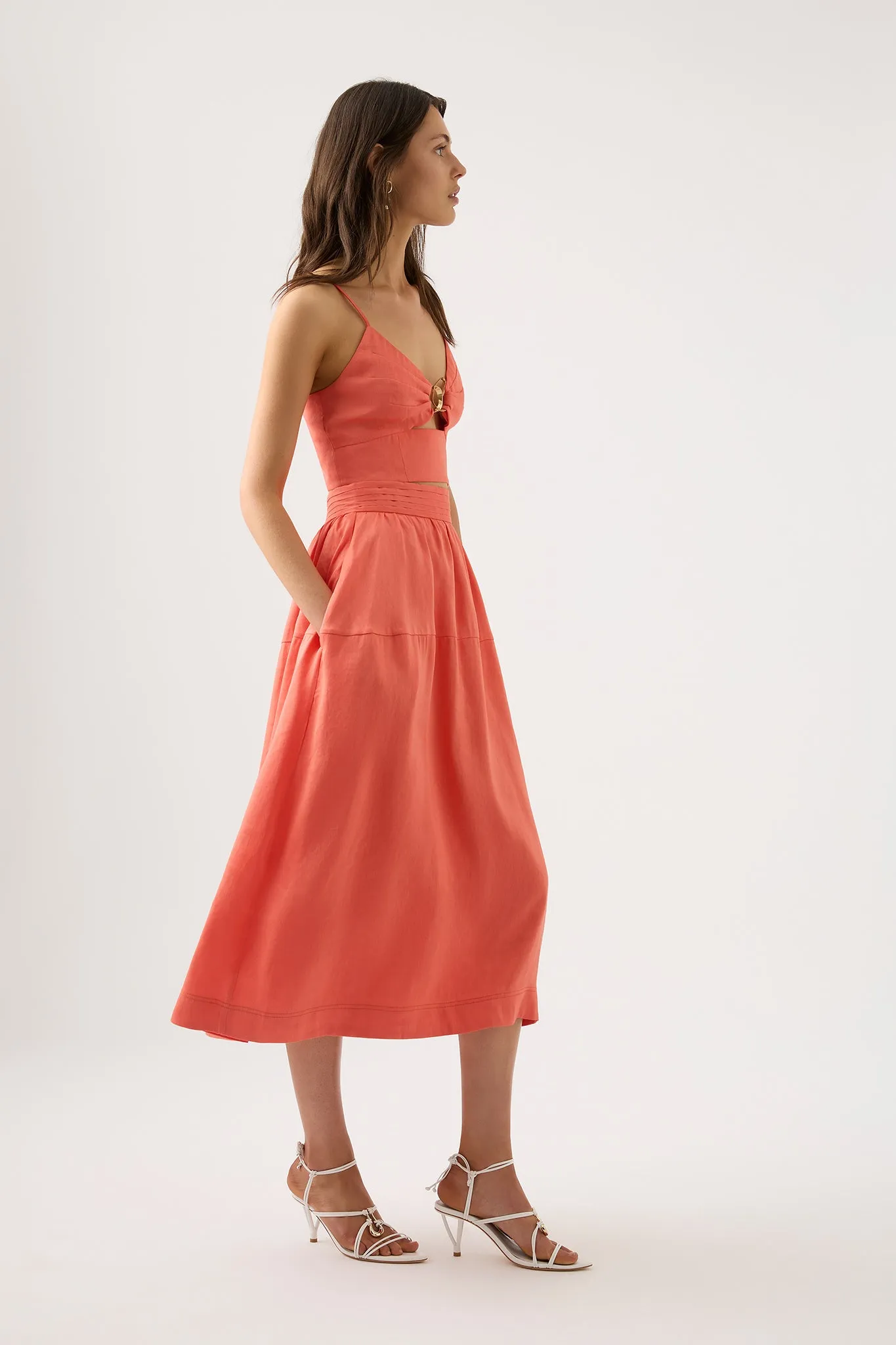 Shelly Flare Tuck Midi Skirt sold by Aje product image thumbnail 3
