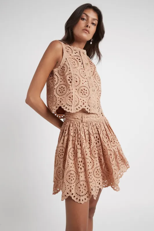 Salita Broderie Skirt sold by Aje