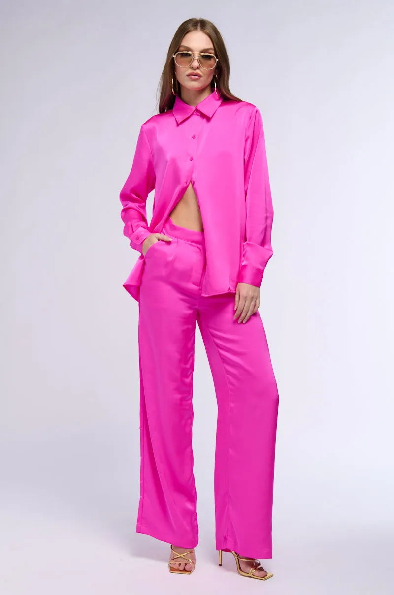 OPEN TO WHATEVER WIDE LEG SATIN TROUSER IN PINK sold by AKIRA product image thumbnail 4