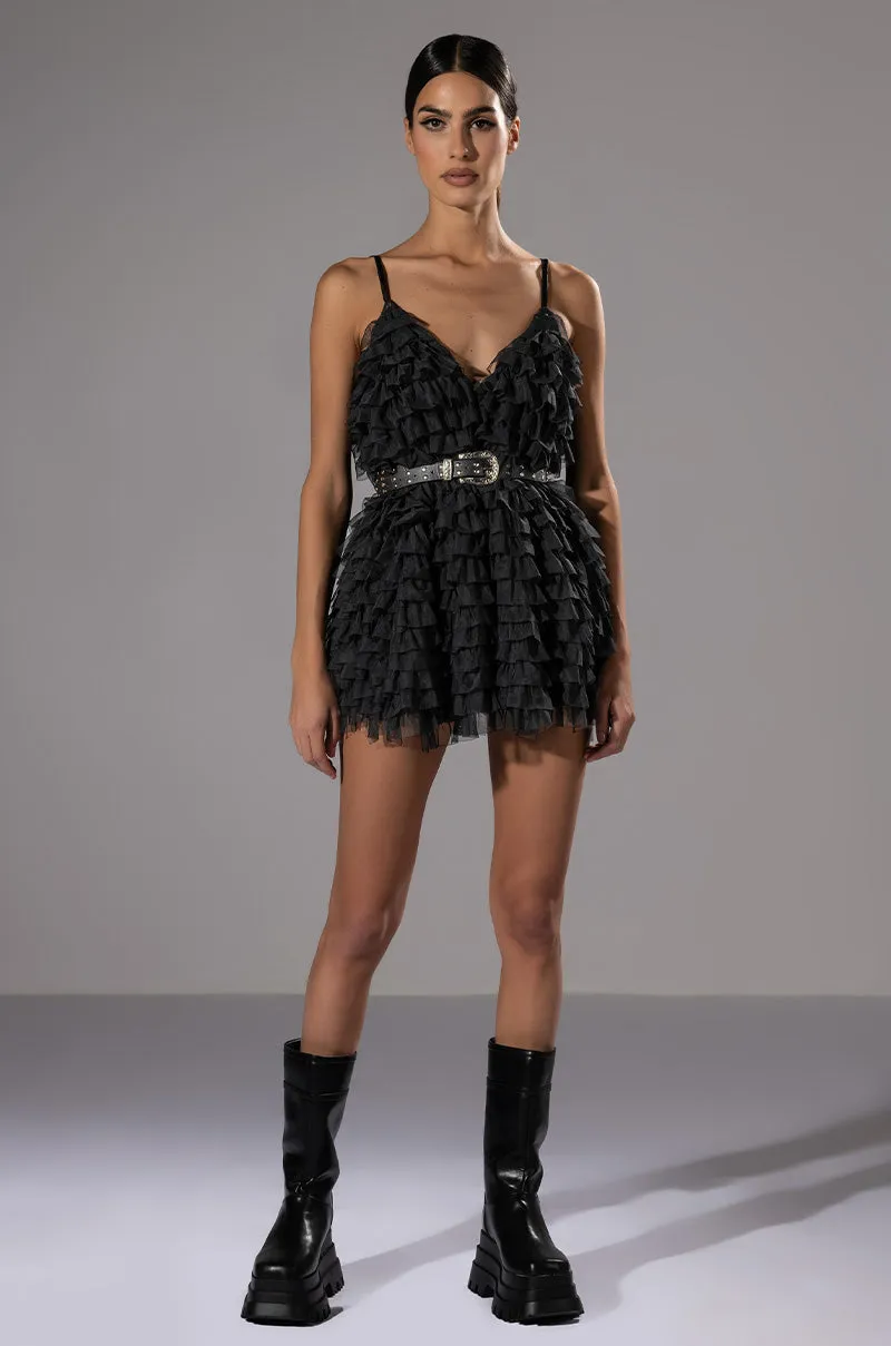 CRAZY FOR YOU BELTED TIERED TULLE MINI DRESS sold by AKIRA product image thumbnail 3