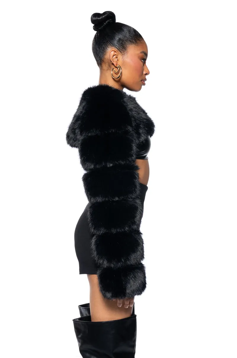 LADIES NIGHT ULTRA CROP FAUX FUR JACKET sold by AKIRA product image thumbnail 5