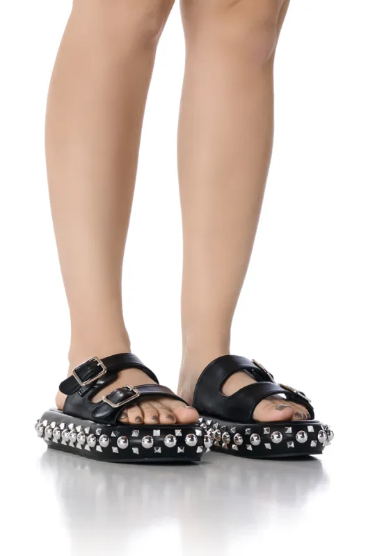 AZALEA WANG MCKELLEN STUDDED FLAT SANDAL sold by AKIRA