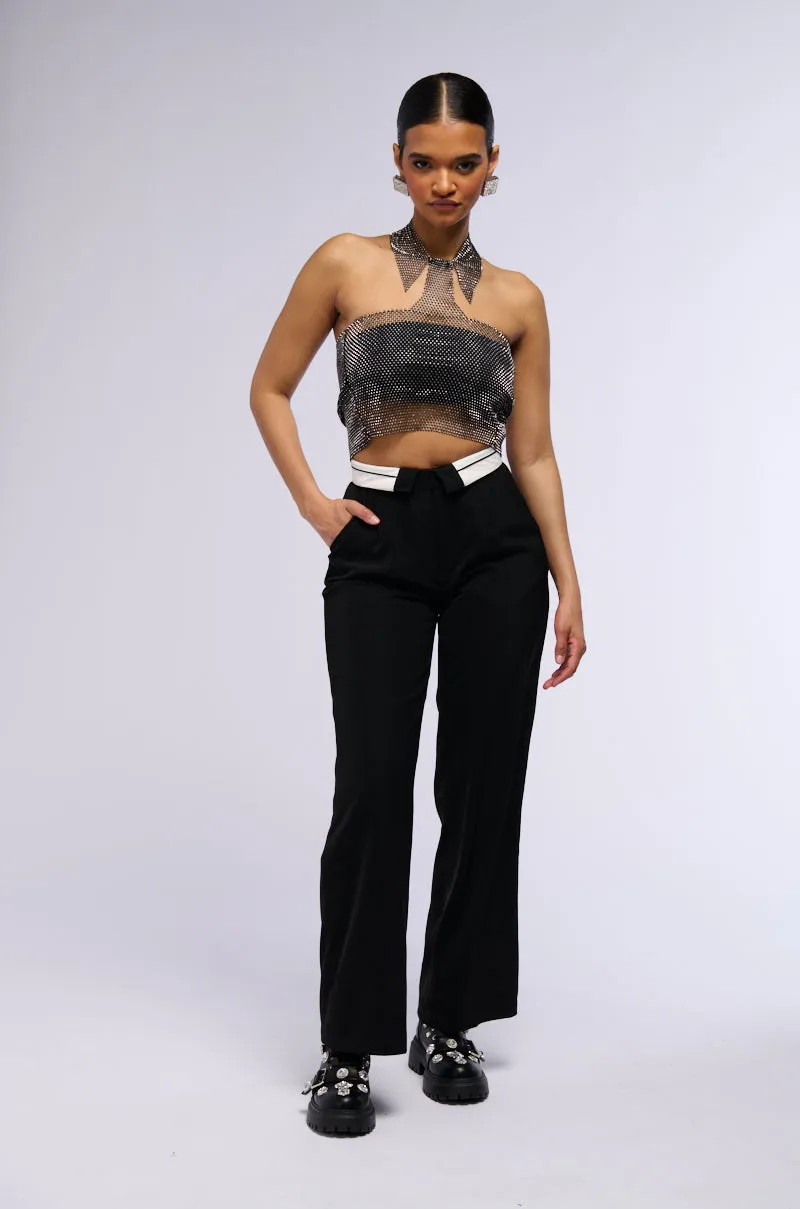 STAY CONNECTED COLLARED RHINESTONE MESH CROP TOP sold by AKIRA product image thumbnail 5