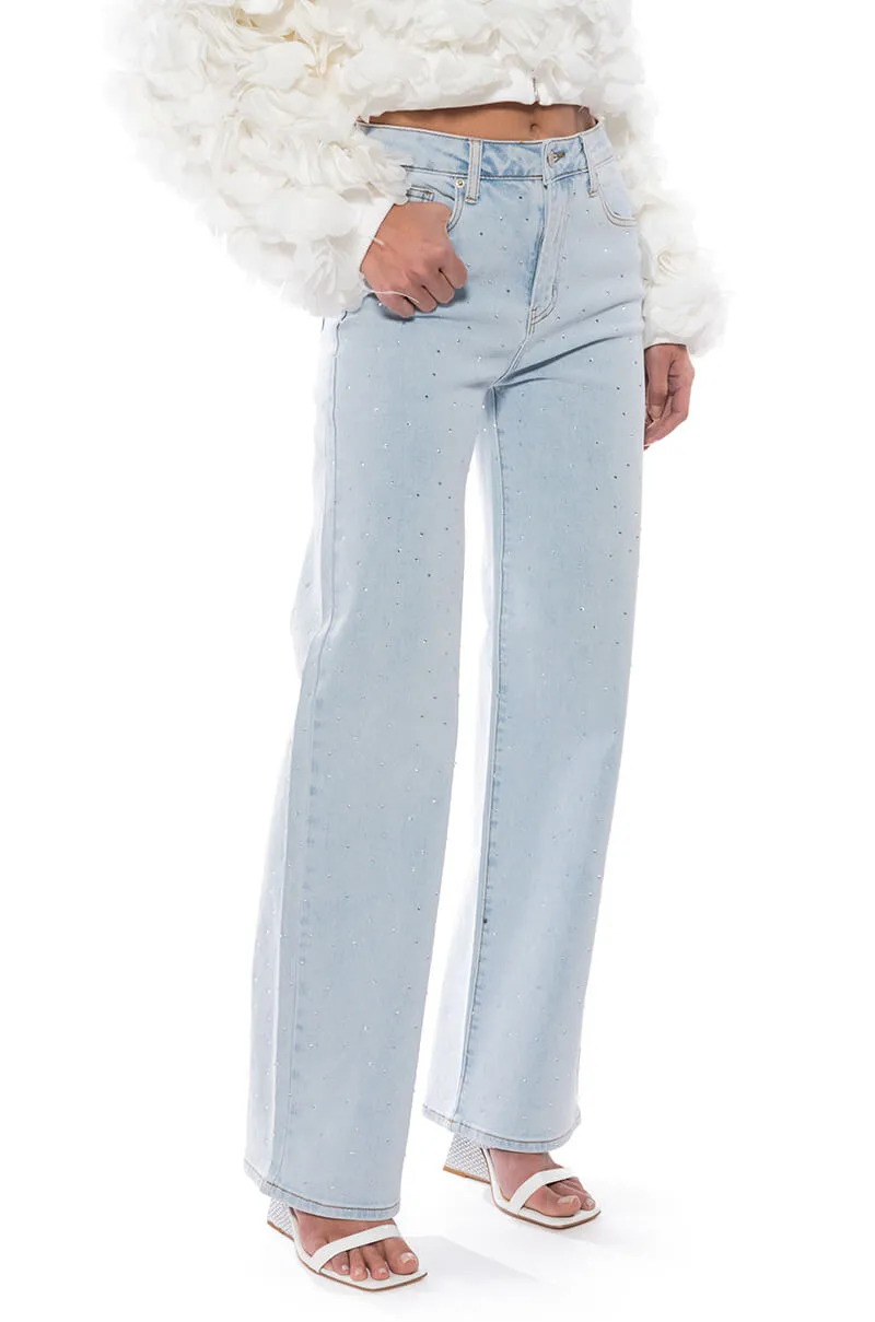 JILLIAN EMBELLISHED WIDE LEG JEANS sold by AKIRA