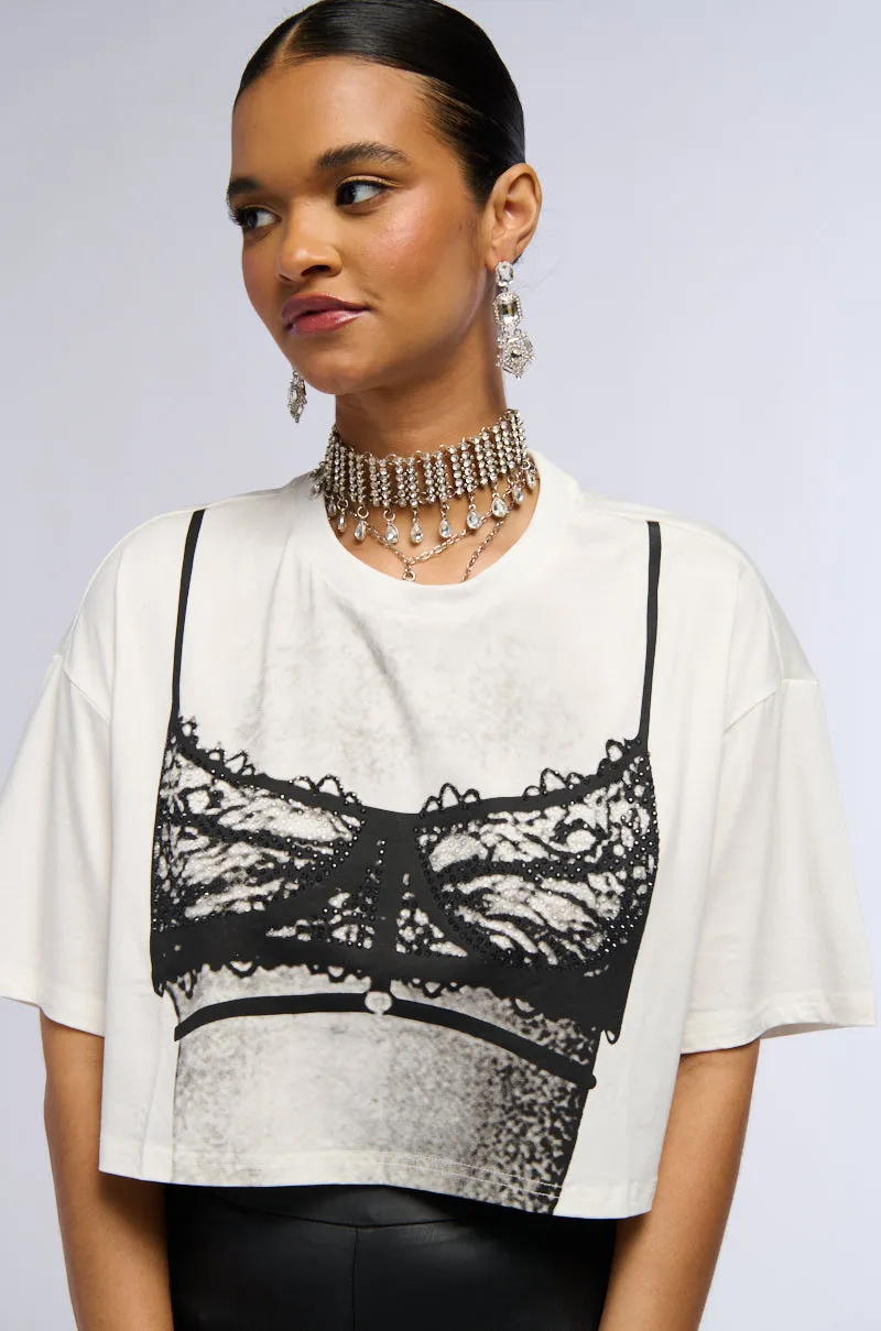 RHINESTONE EMBELLISHED BODY HEAT CROPPED TEE sold by AKIRA product image thumbnail 2