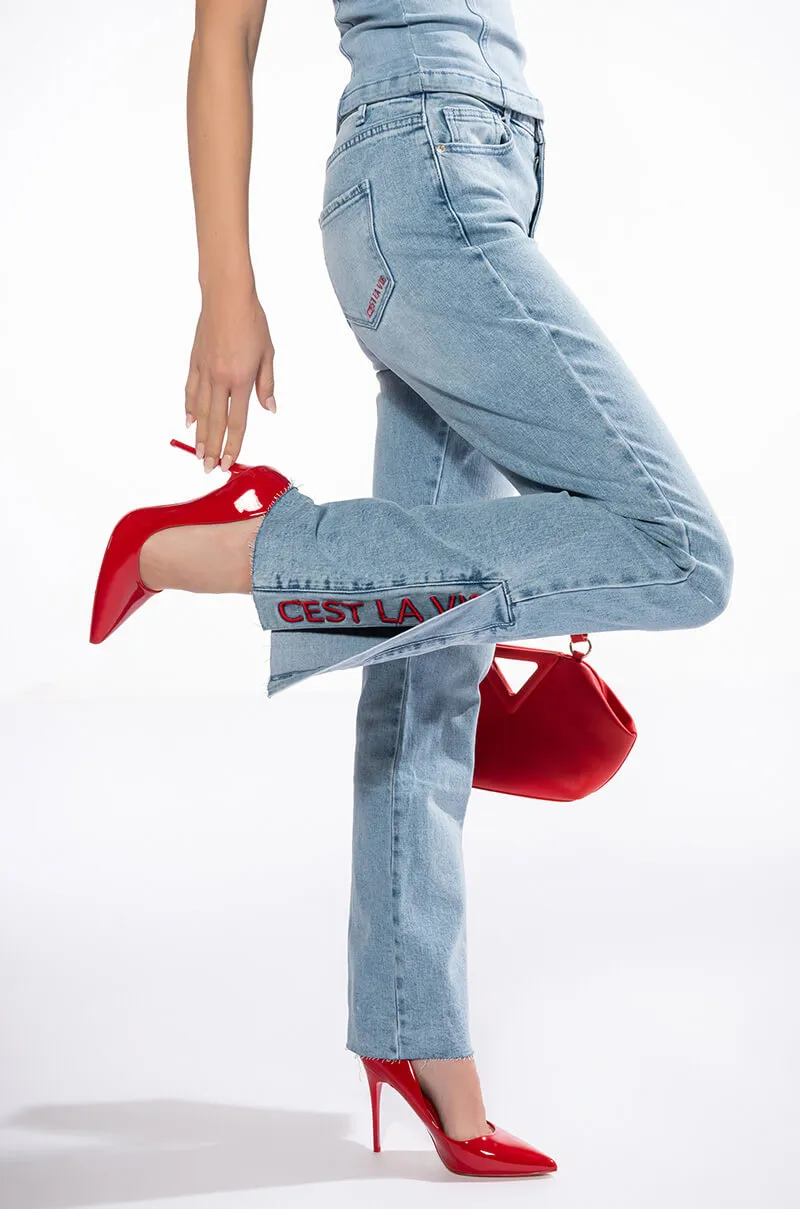 C'EST LA VIE HIGH RISE STRAIGHT JEANS sold by AKIRA product image thumbnail 2
