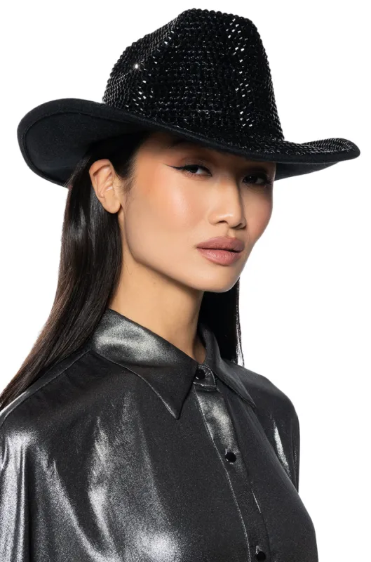 THROUGH THE NIGHT BLING COWBOY HAT sold by AKIRA
