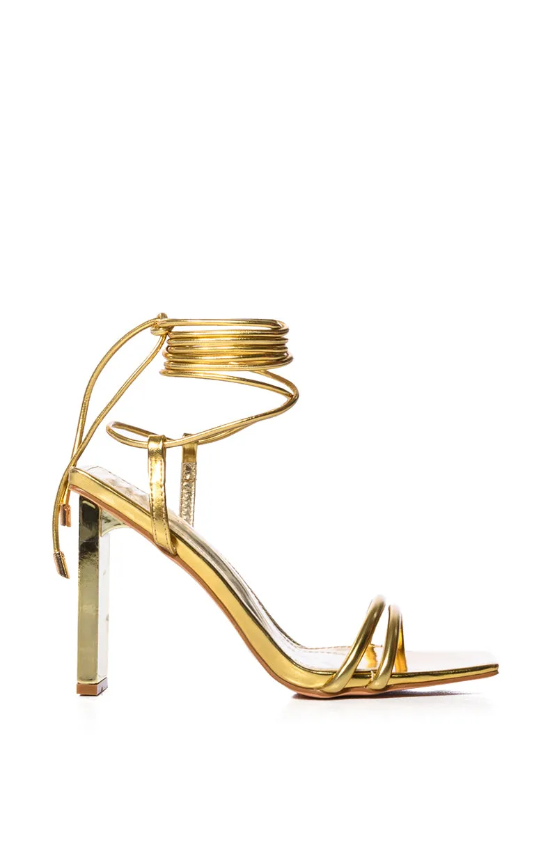 AZALEA WANG NORWOOD GOLD LACE UP SANDAL sold by AKIRA product image thumbnail 4