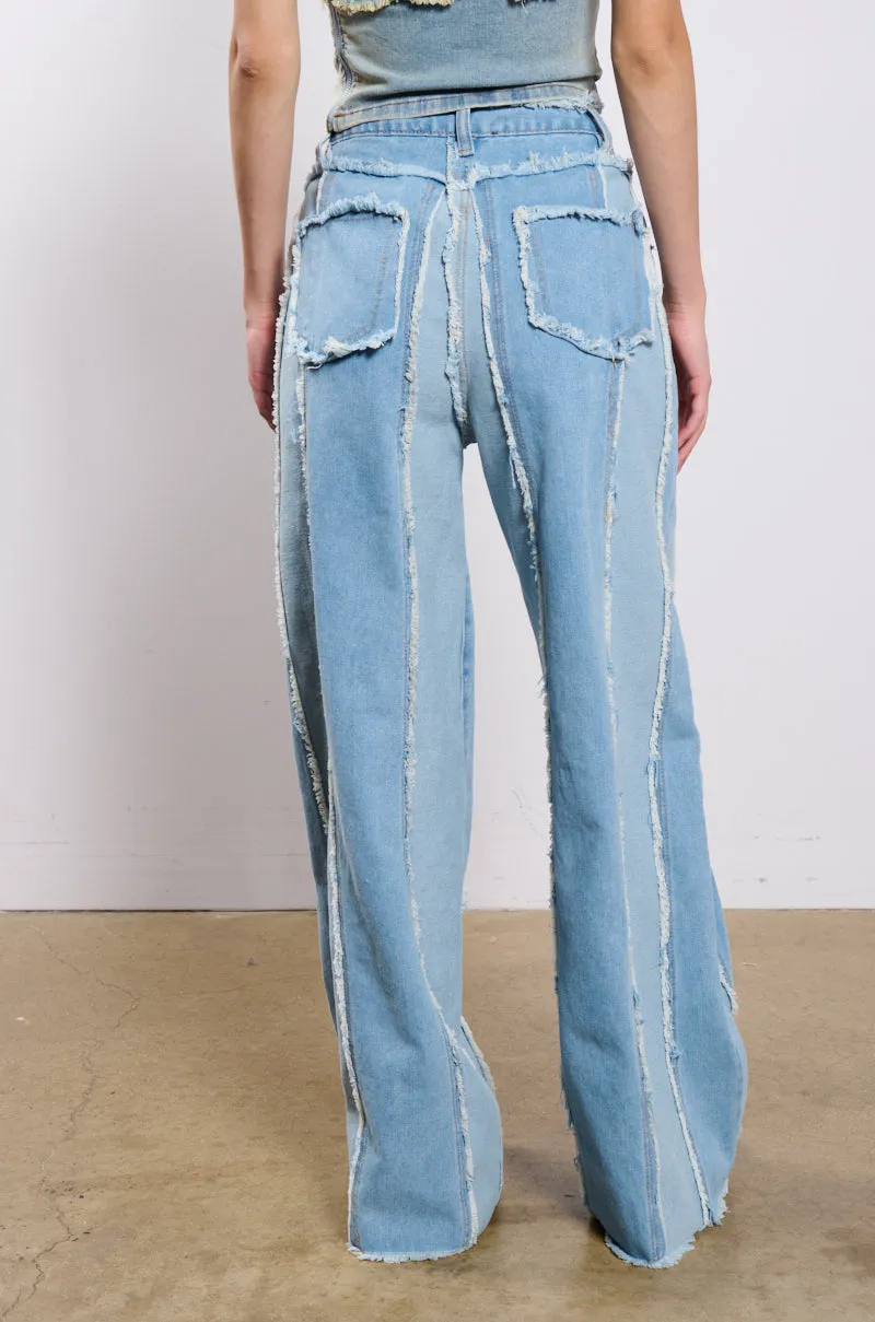 DONT NEED TO SLEEP DISTRESSED WIDE LEG DENIM PANT sold by AKIRA product image thumbnail 5