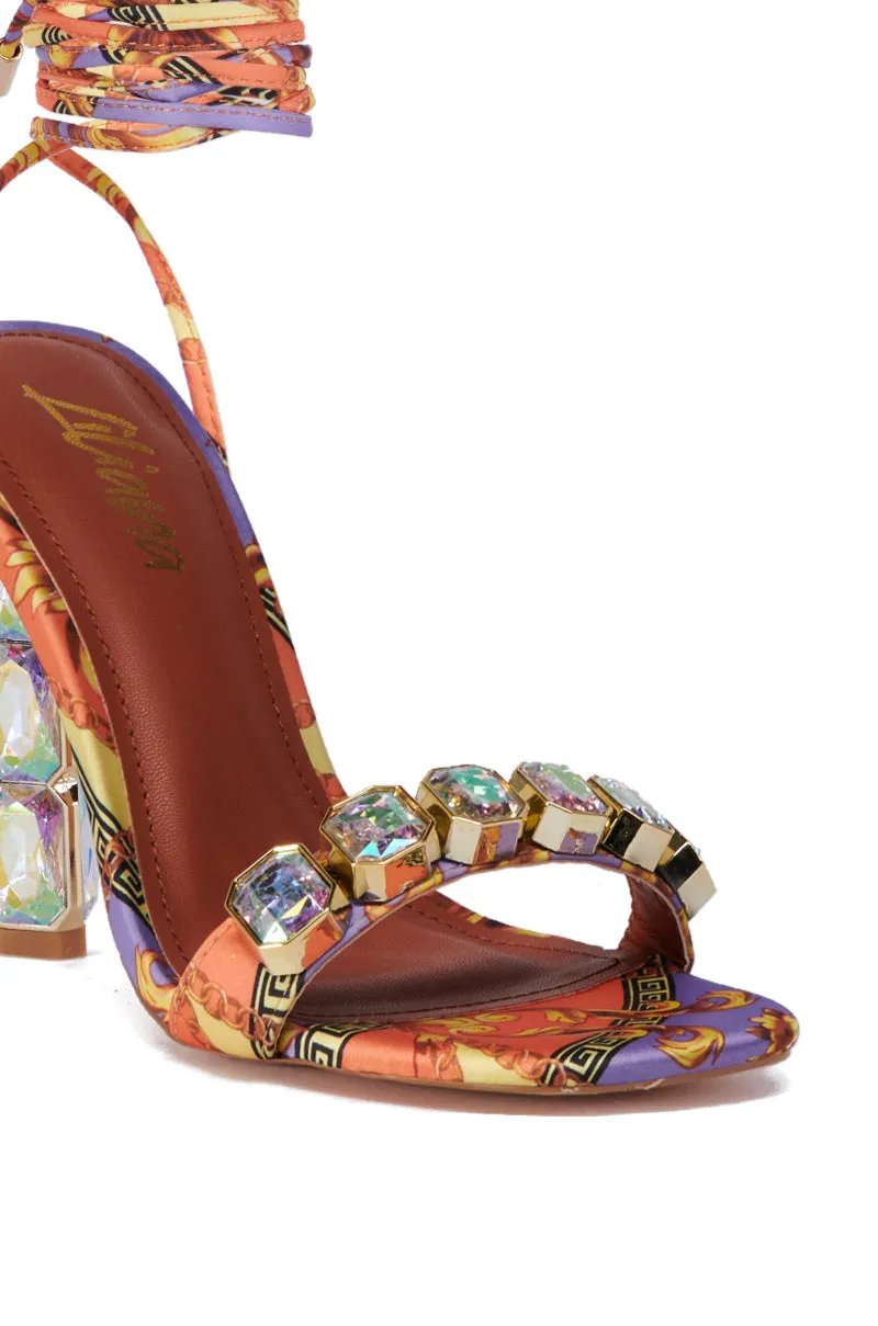 MARGE PURPLE MULTI EMBELLISHED SATIN SANDAL sold by AKIRA product image thumbnail 5