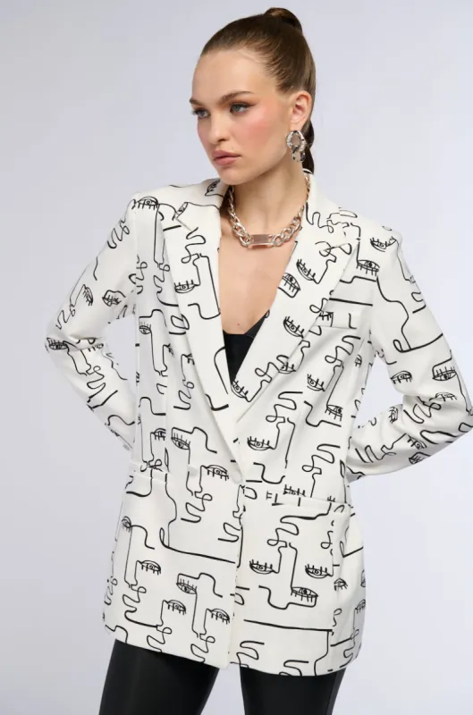 ALL THE FACES BLAZER sold by AKIRA