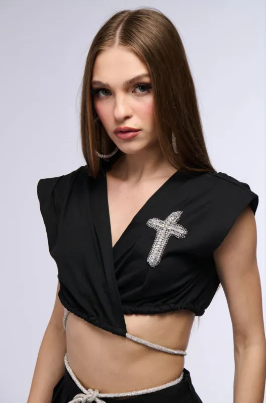 PRAY 4 LOVE EMBELLISHED TOP sold by AKIRA