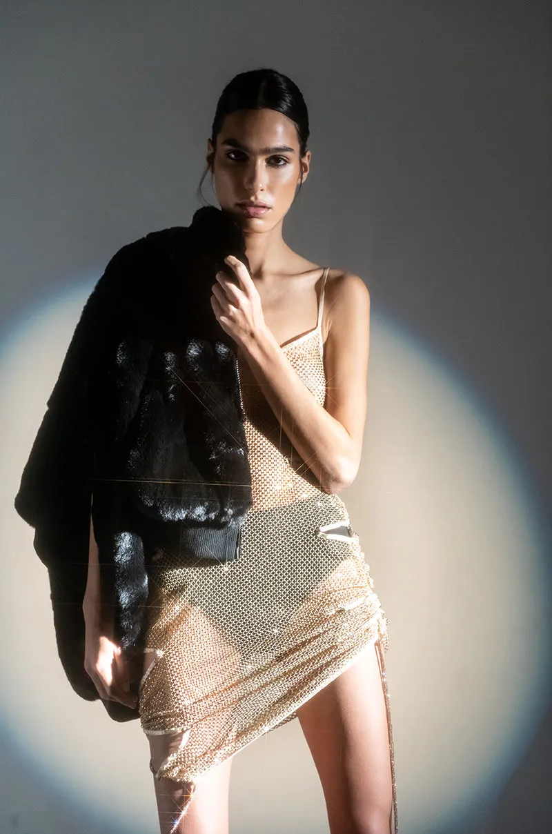 DREW FAUX FUR BOMBER WITH RIB TRIM sold by AKIRA product image thumbnail 2