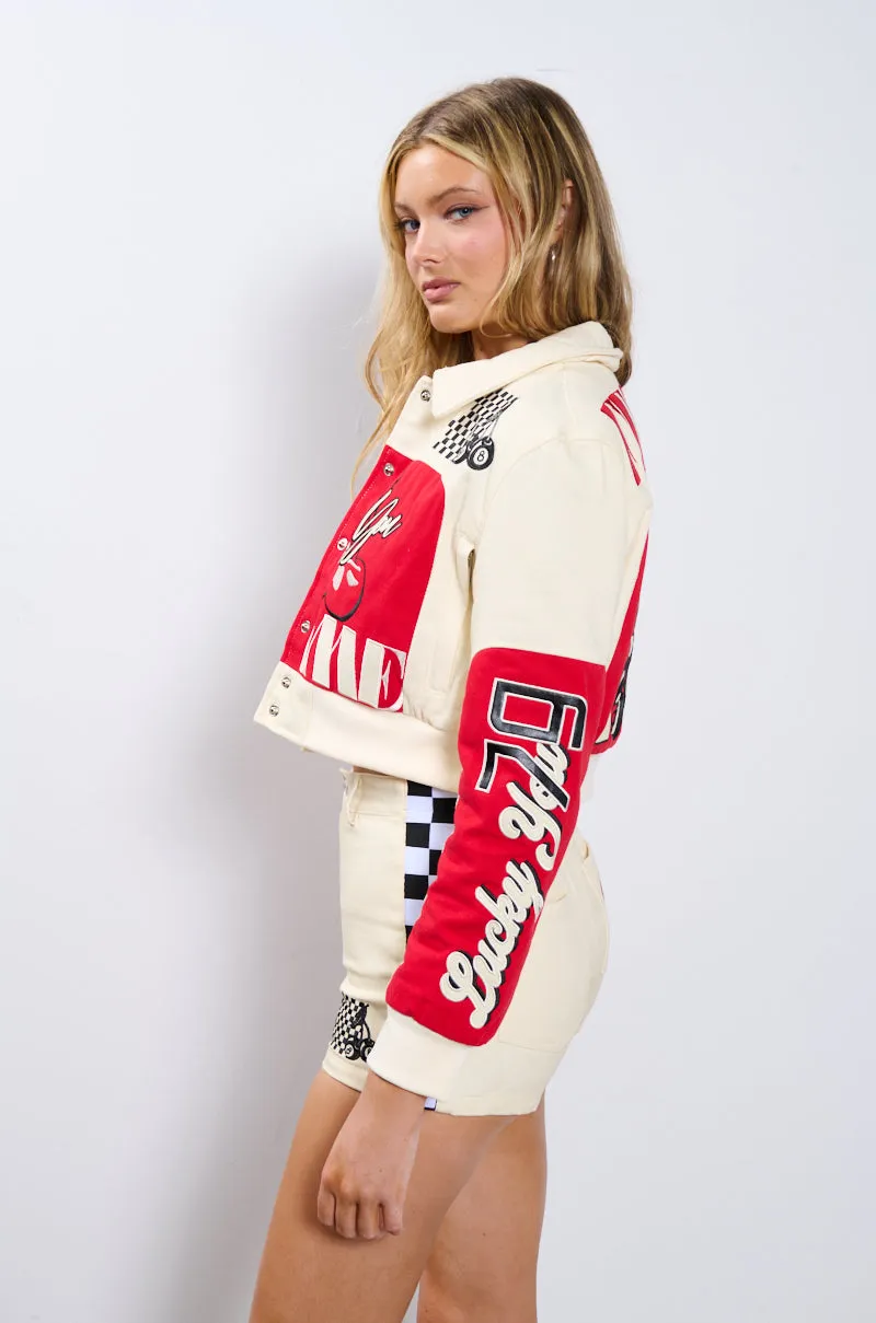 LUCKY ME EMBROIDERED BOMBER sold by AKIRA product image thumbnail 4