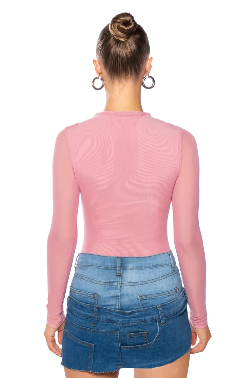 PAXTON SEXY DOUBLE MESH LONG SLEEVE BODYSUIT sold by AKIRA product image thumbnail 4